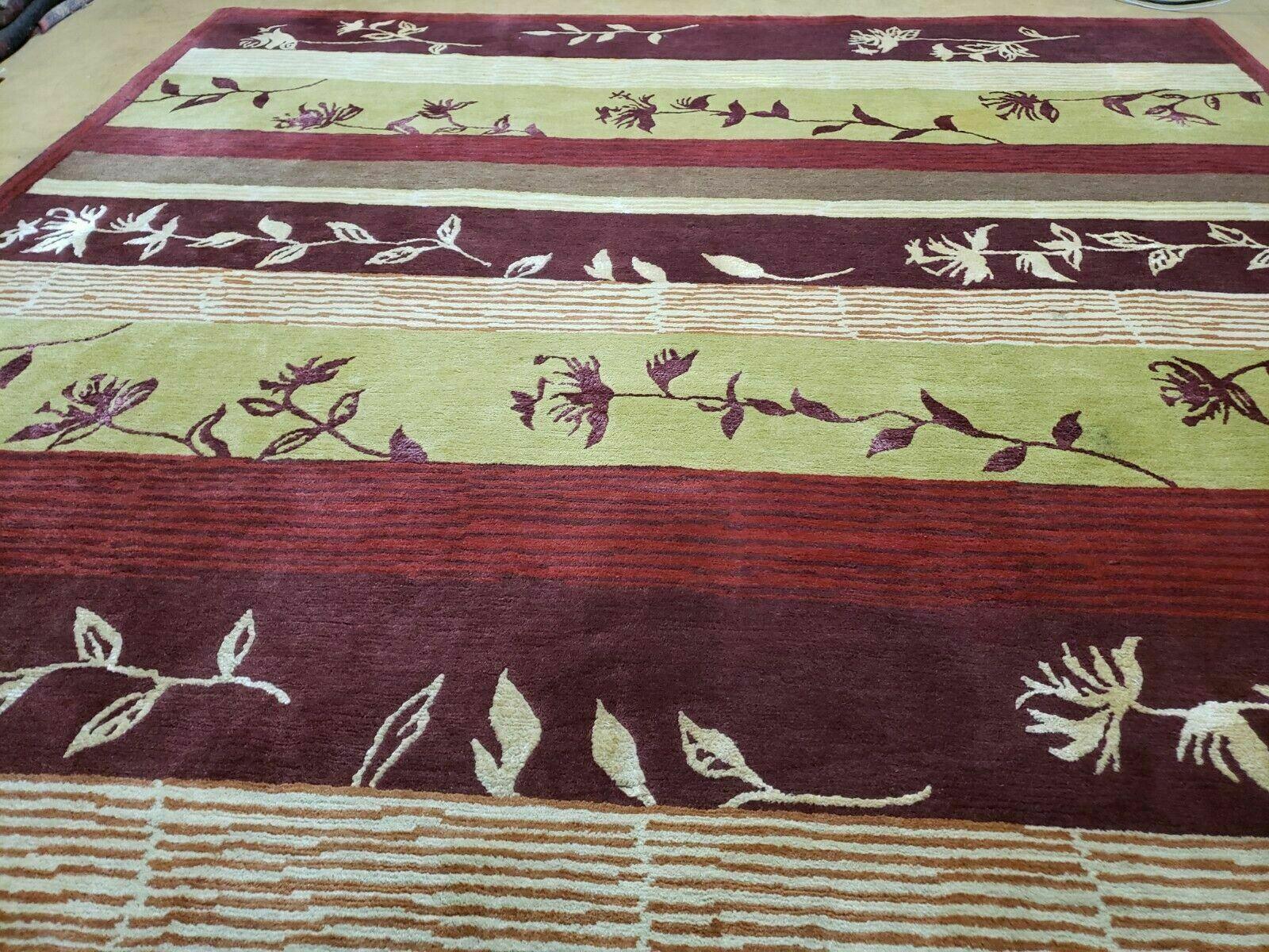 8' X 11' Tibetan Nepal Art Deco Hand Knotted Wool Rug Modern Contemporary Nice - Image 4