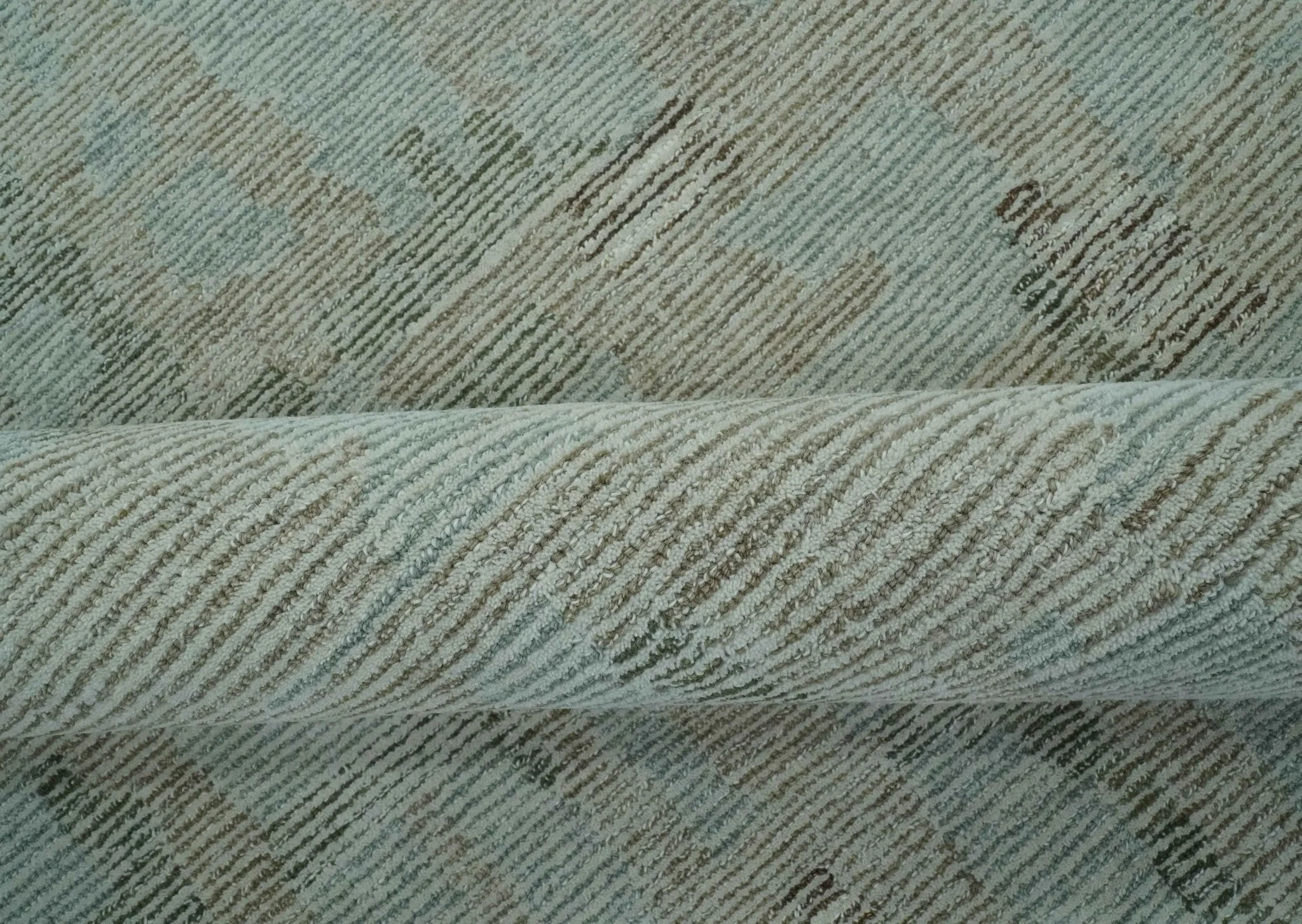 8x10 Modern Abstract Teal, Olive and Ivory Hand Tufted wool area rug - Image 6