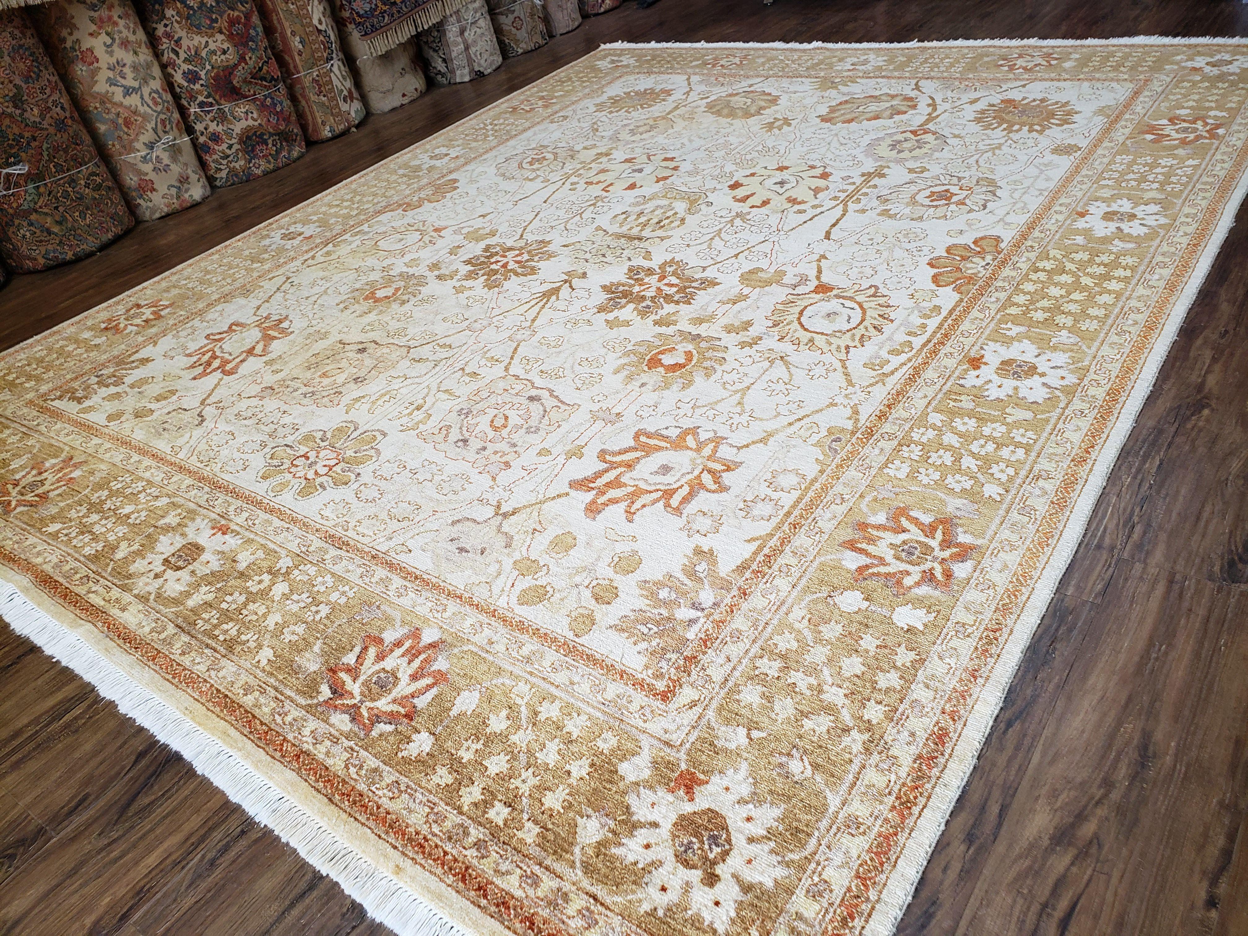 8x10 Oushak Rug, Pakistani Peshawar Wool Carpet, Beige Tan - Image 11