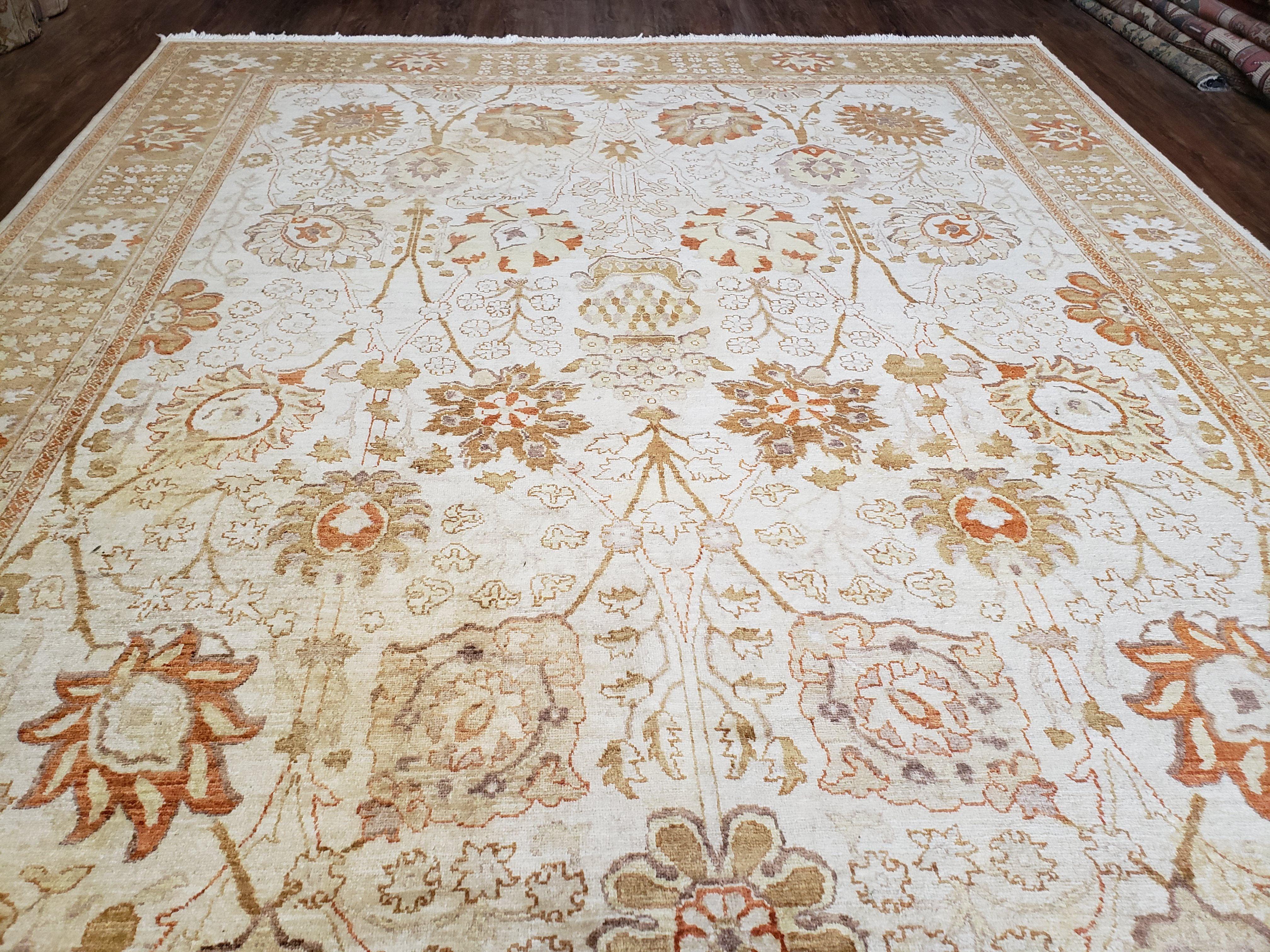 8x10 Oushak Rug, Pakistani Peshawar Wool Carpet, Beige Tan - Image 3