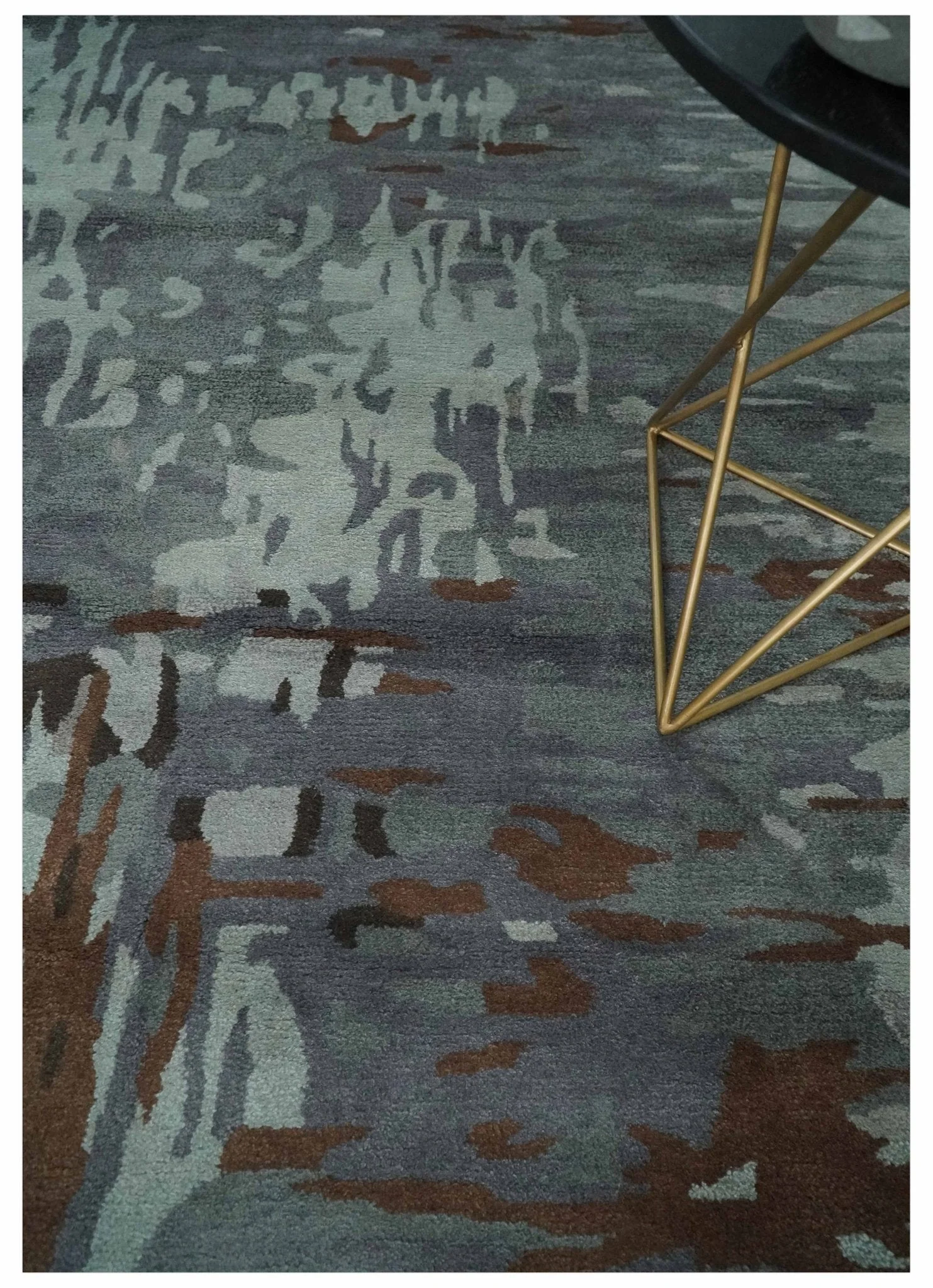 8x11 Gray, Silver and Brown Modern Abstract Hand Tufted wool and Art silk Area Rug - Image 2