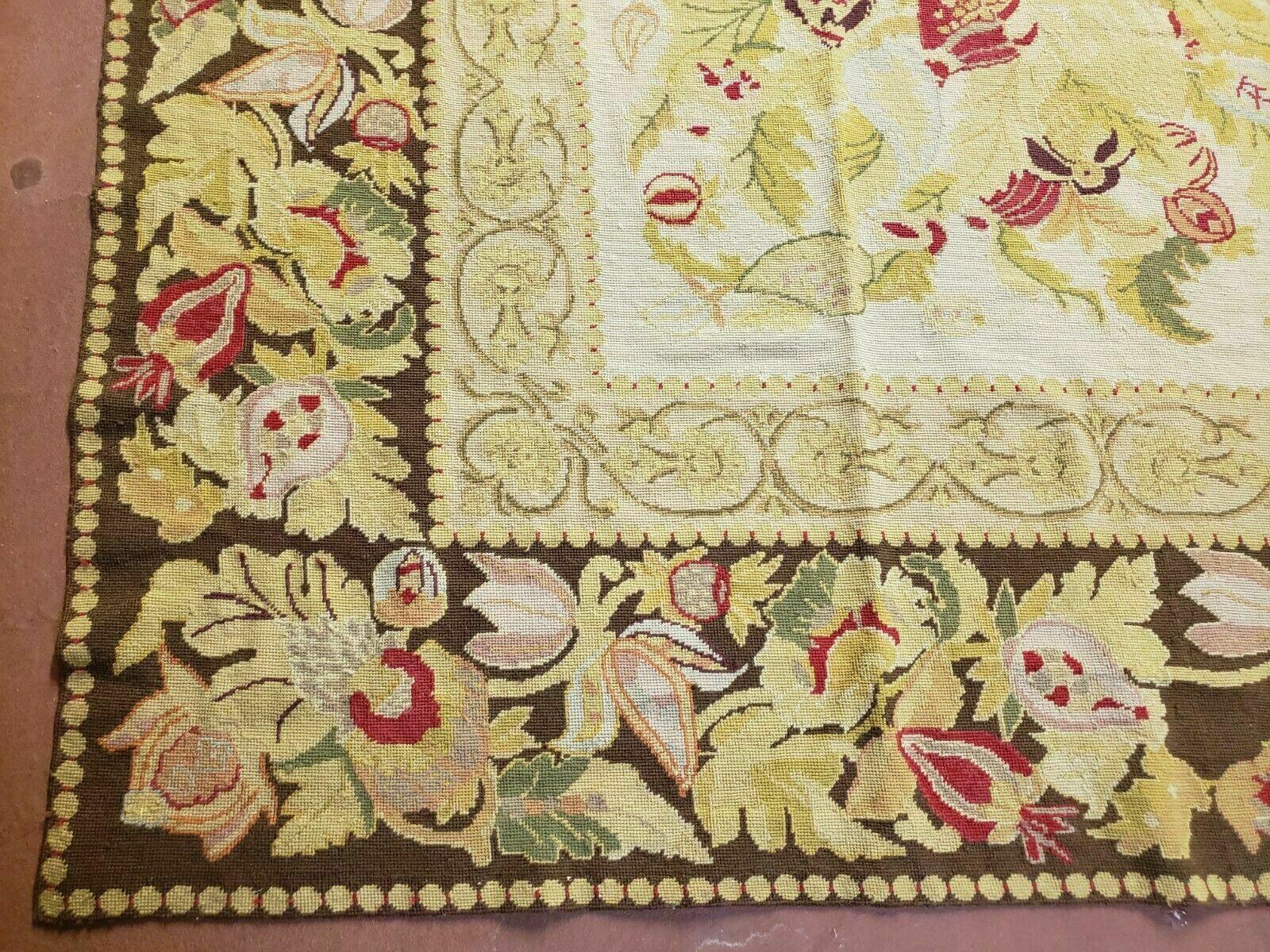 9' X 11' Handmade Chinese Needlepoint Wool Floral Rug Carpet Rose Garden Chic - Image 8