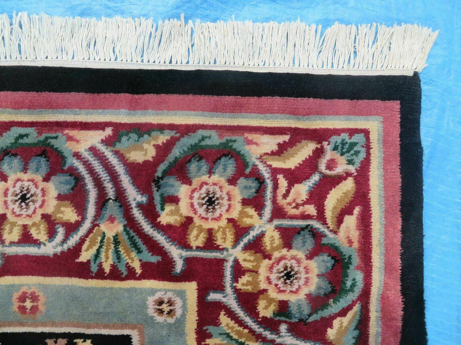 9' X 12' Decorative Chinese Aubusson Hand Knotted Pile Wool Rug Black Nice - Image 7