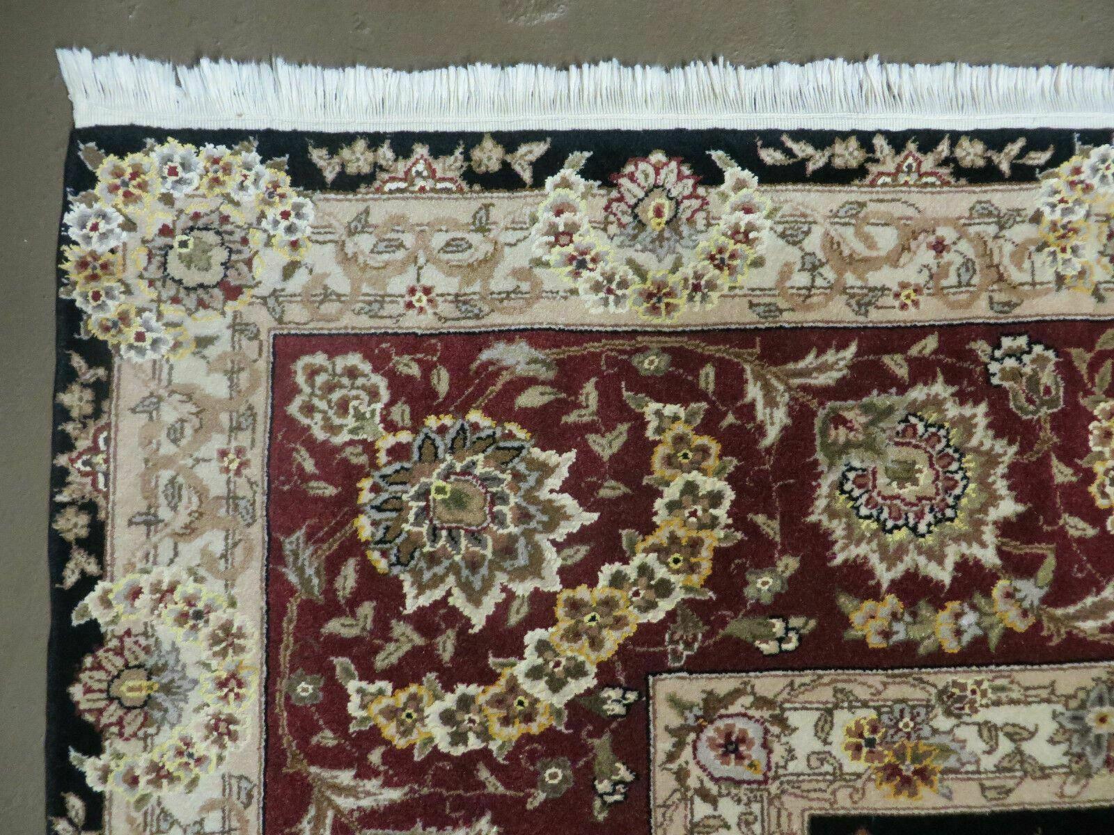 9' X 12' Vintage Handmade Fine Chinese Oriental Floral Wool Rug Silk Black - Image 5