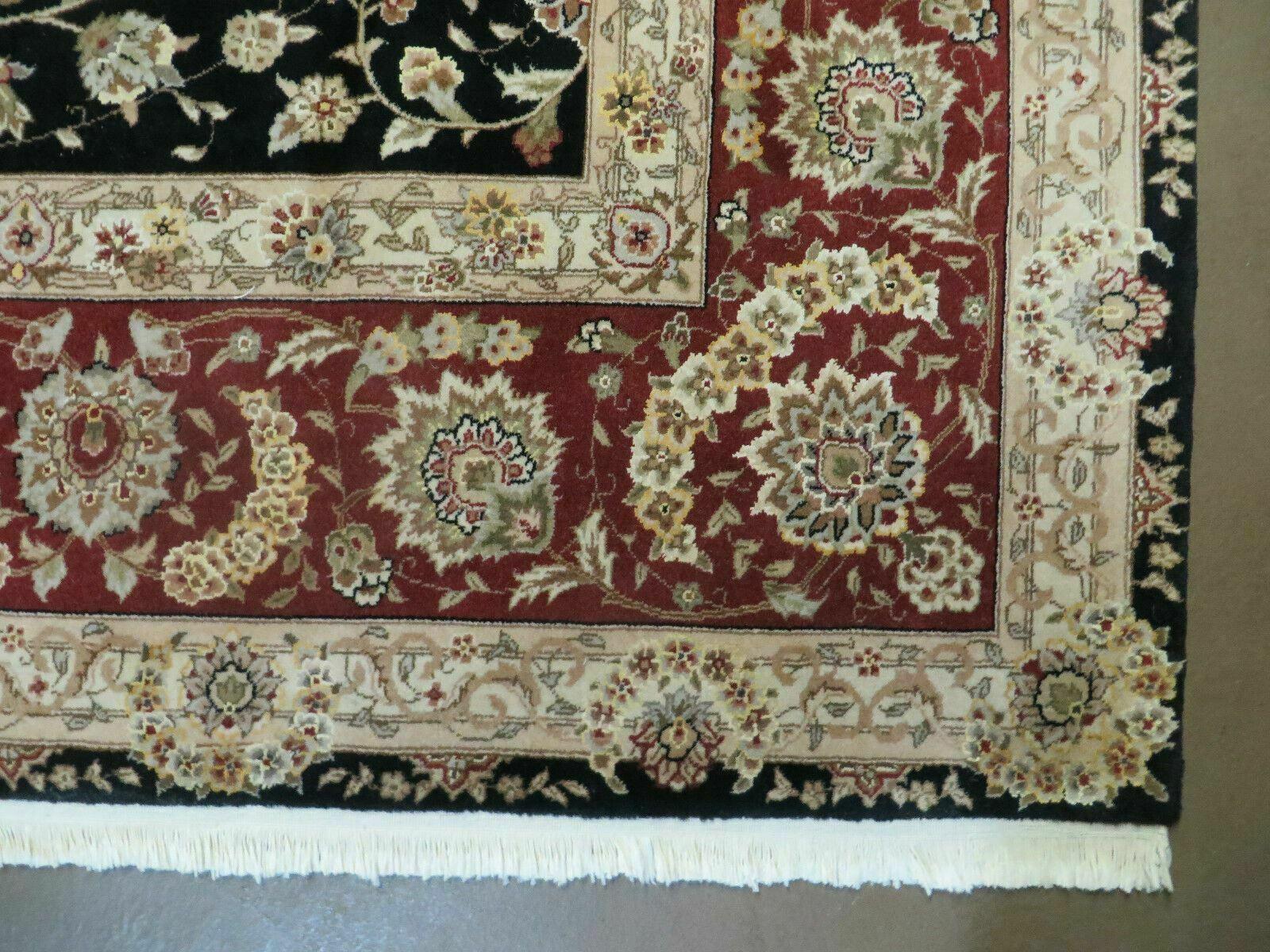 9' X 12' Vintage Handmade Fine Chinese Oriental Floral Wool Rug Silk Black - Image 8