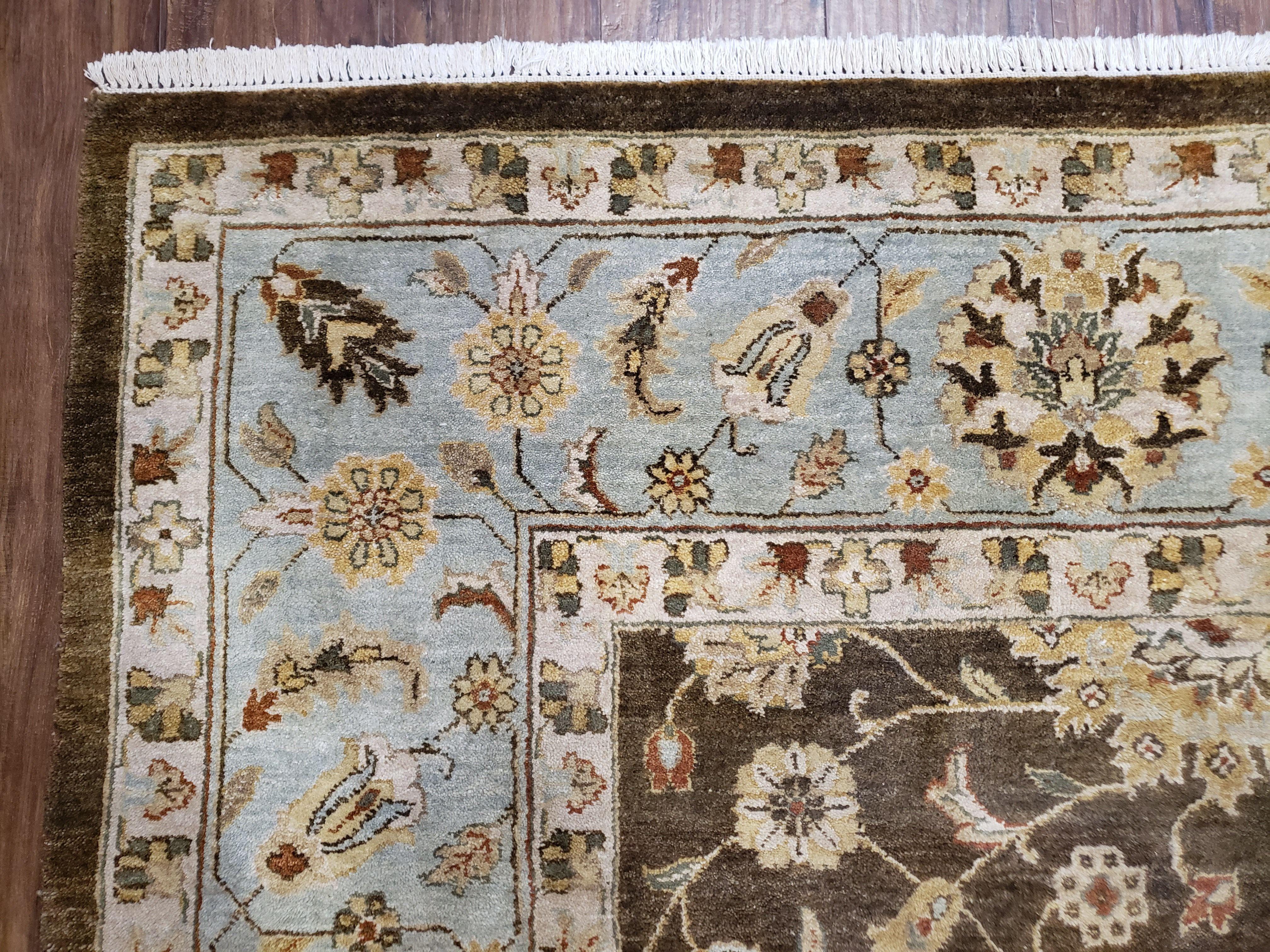 9x12 Vintage Handmade Wool Rug Carpet Indo Mahal Oushak Nice Brown Blue - Image 6