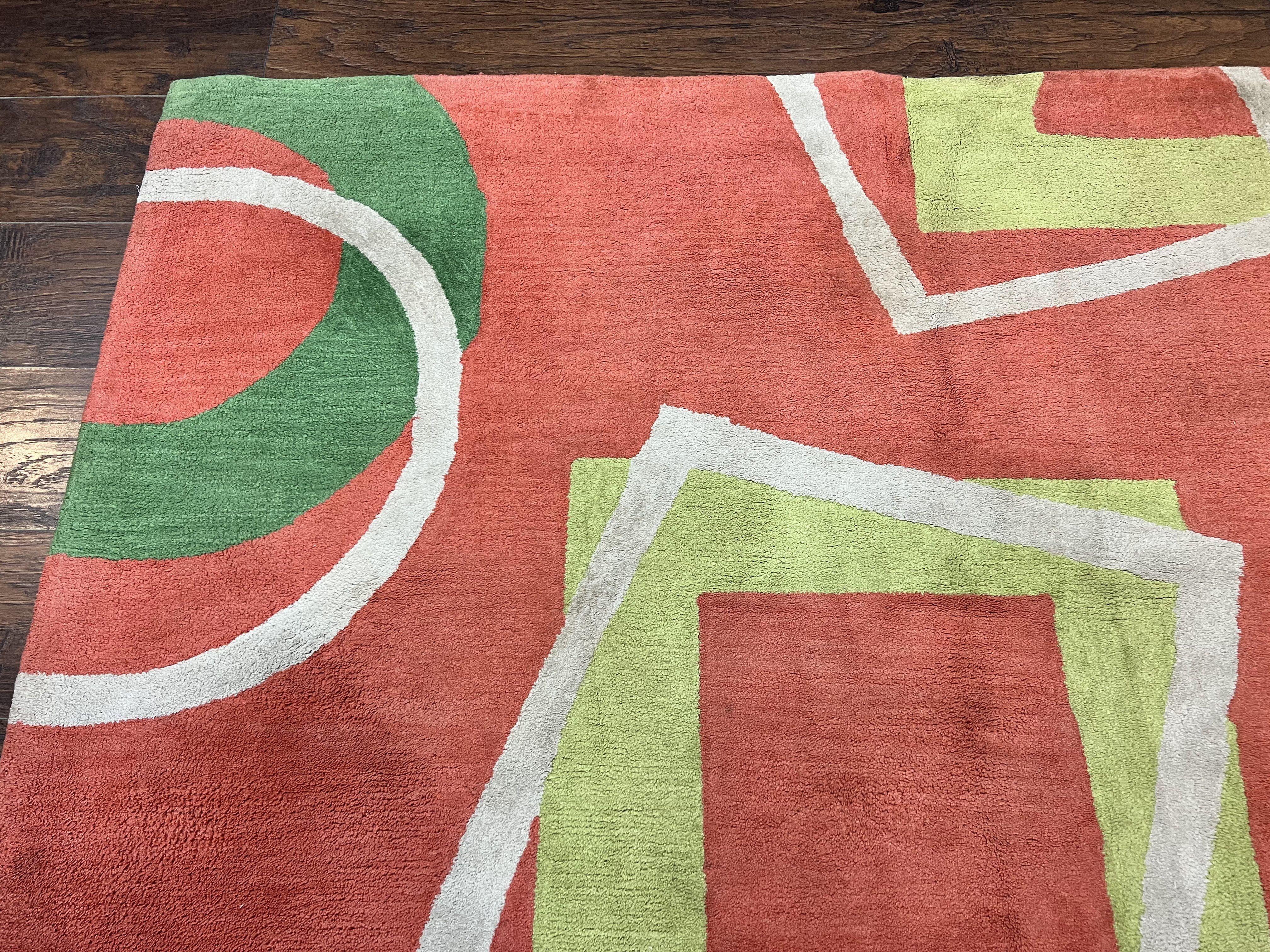 Abstract Rug 6x9, Modern Contemporary Rug, Red-Orange Green - Image 6