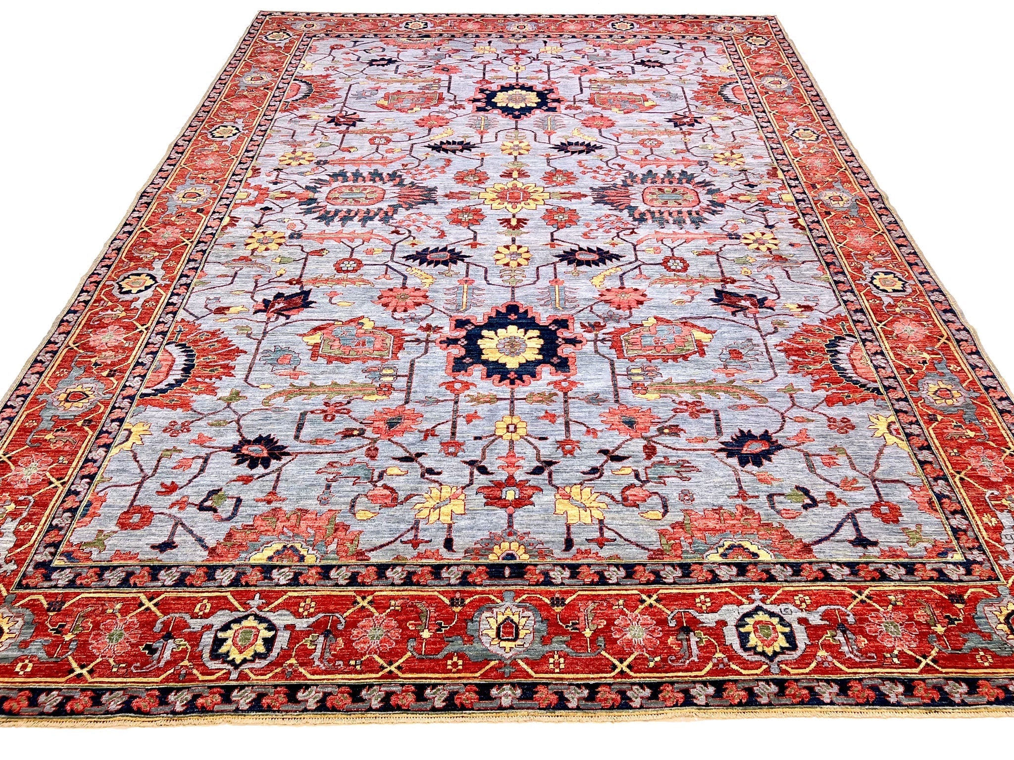 Afgahn Heriz (10'02"x14'00") lt.blue/red - Image 8