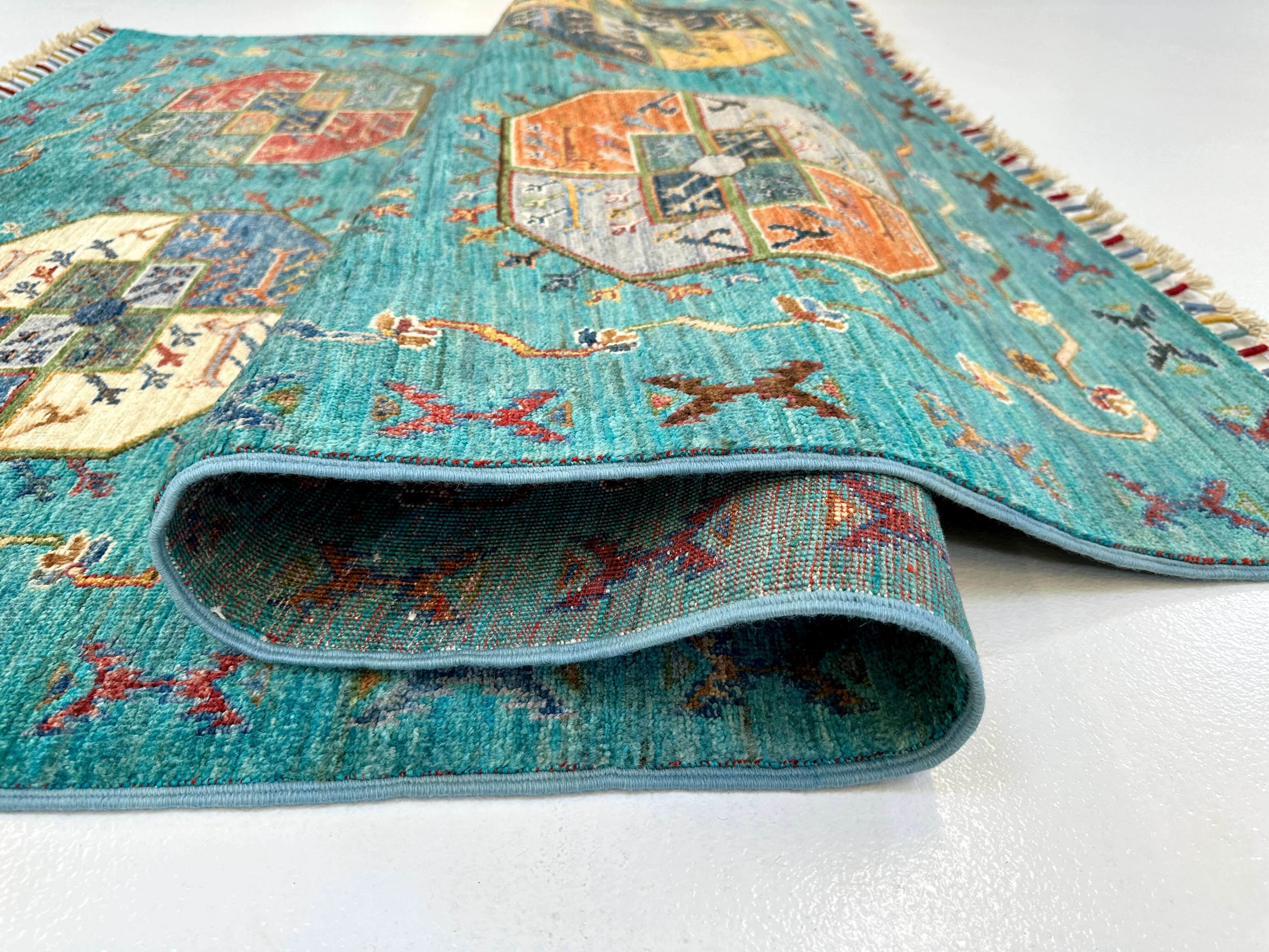 Afghan Ersari (4'01"x6'02") turquoise/multicolor - Image 4