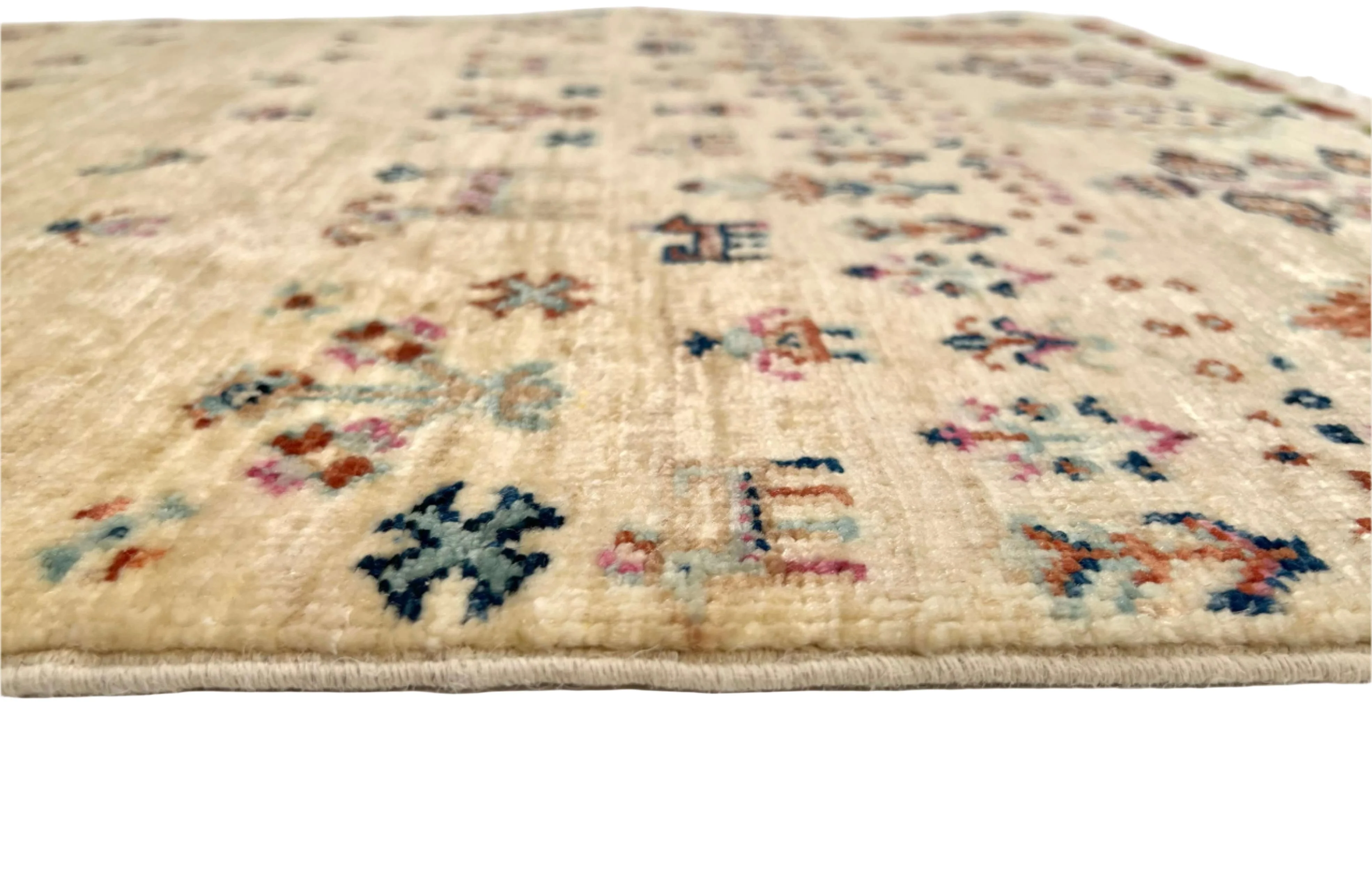 Afghan Gabbeh (2'08"x4'00") ivory/pastel - Image 3