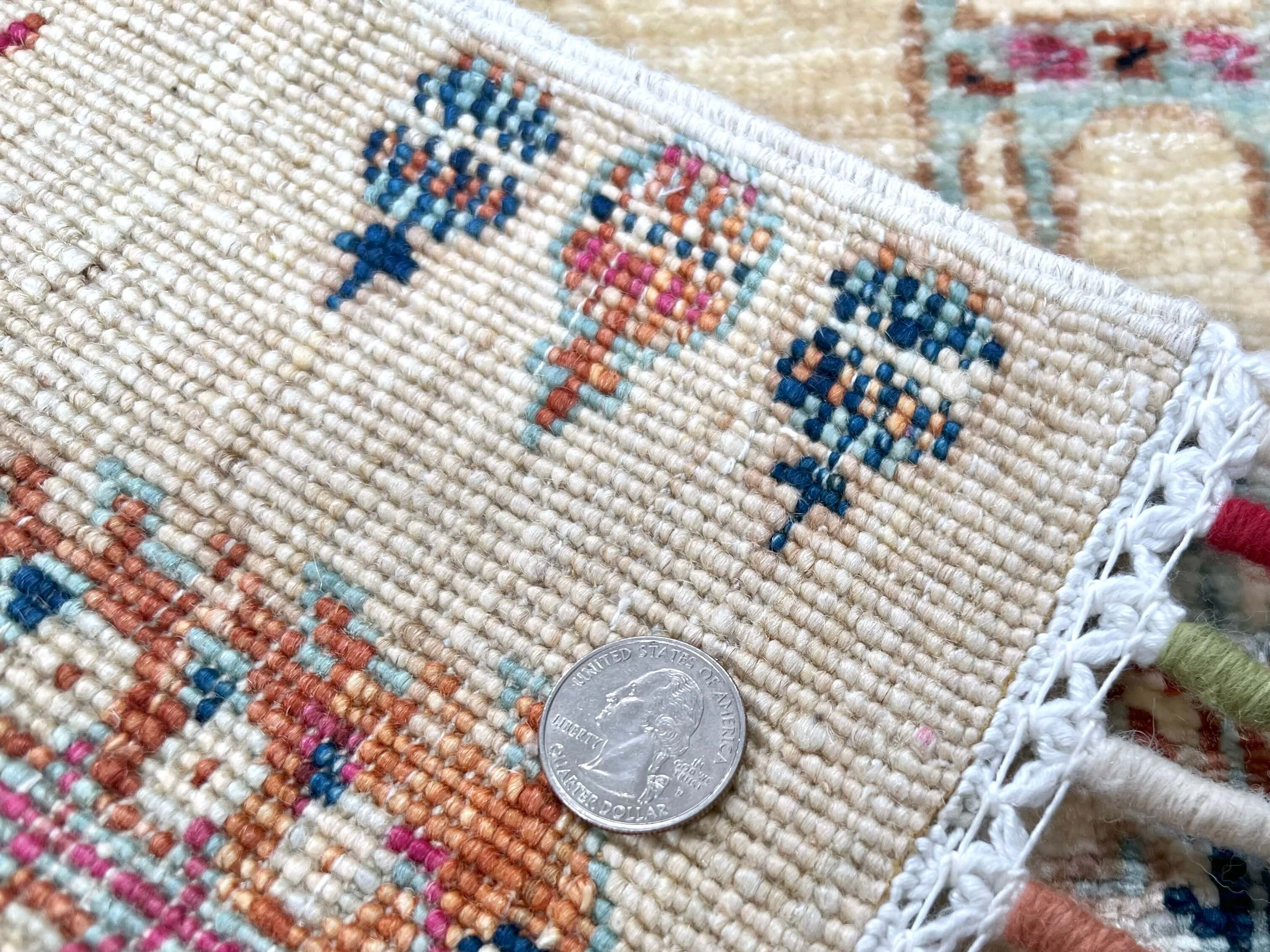 Afghan Gabbeh (2'08"x4'00") ivory/pastel - Image 5