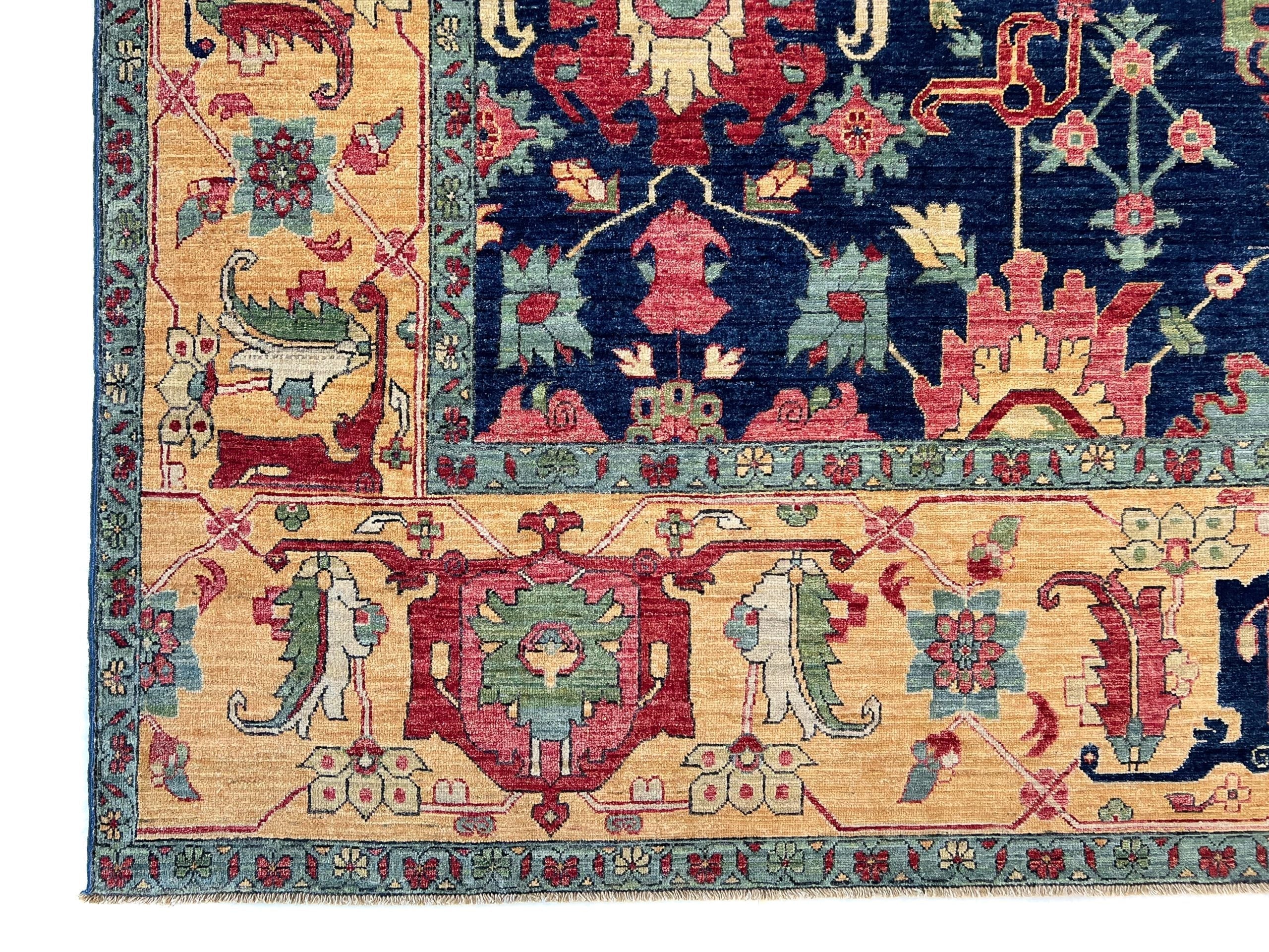 Afghan Serapi (10'00"x13'08") navy/gold - Image 2