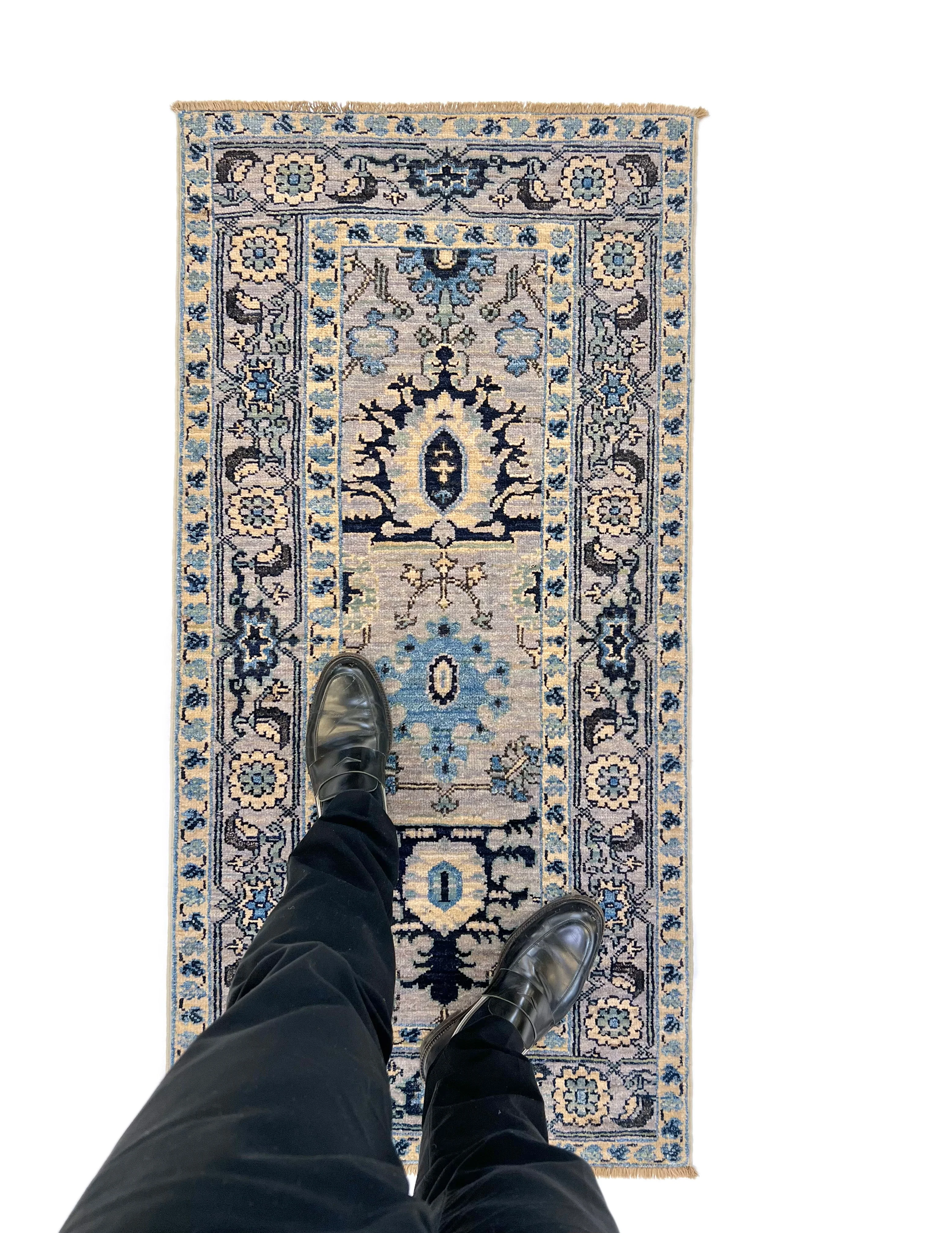 Afghan Serapi veg.dye blue monochrome (2x4) - Image 9