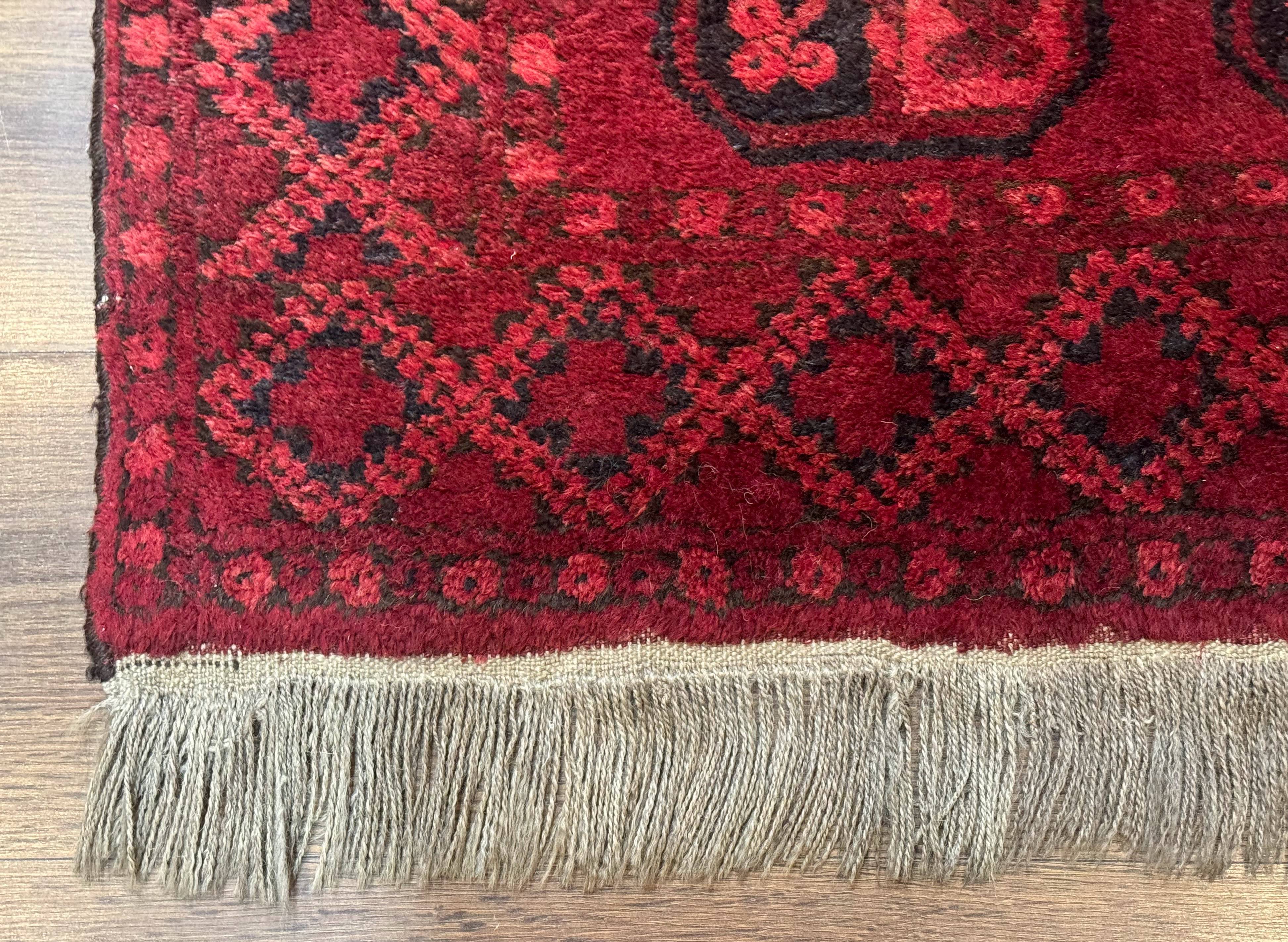 Afghan Turkoman Bokhara Bashir Rug 3x6, Red - Image 8