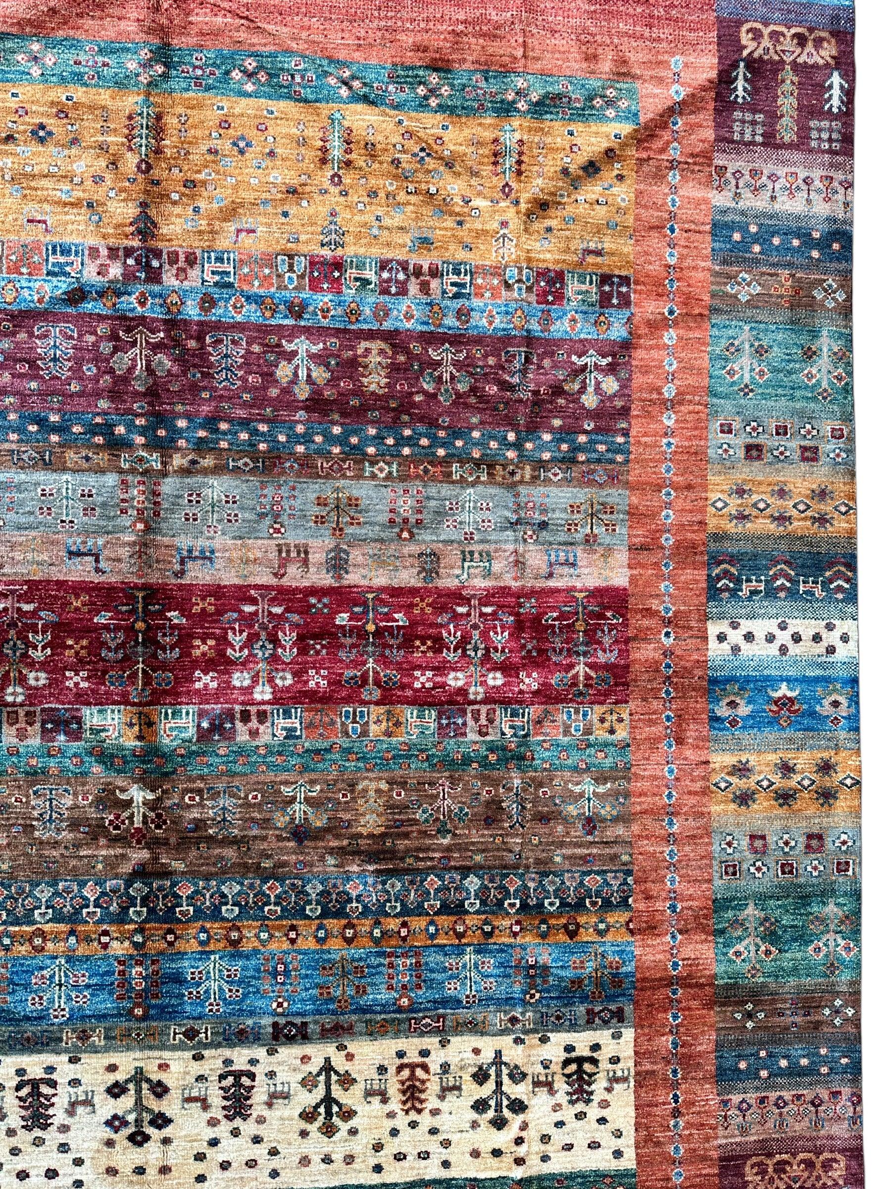 Afghani Khorjin Wool Rug – 7' x 9'10" – Vibrant Geometric & Tribal Patterns - Image 10