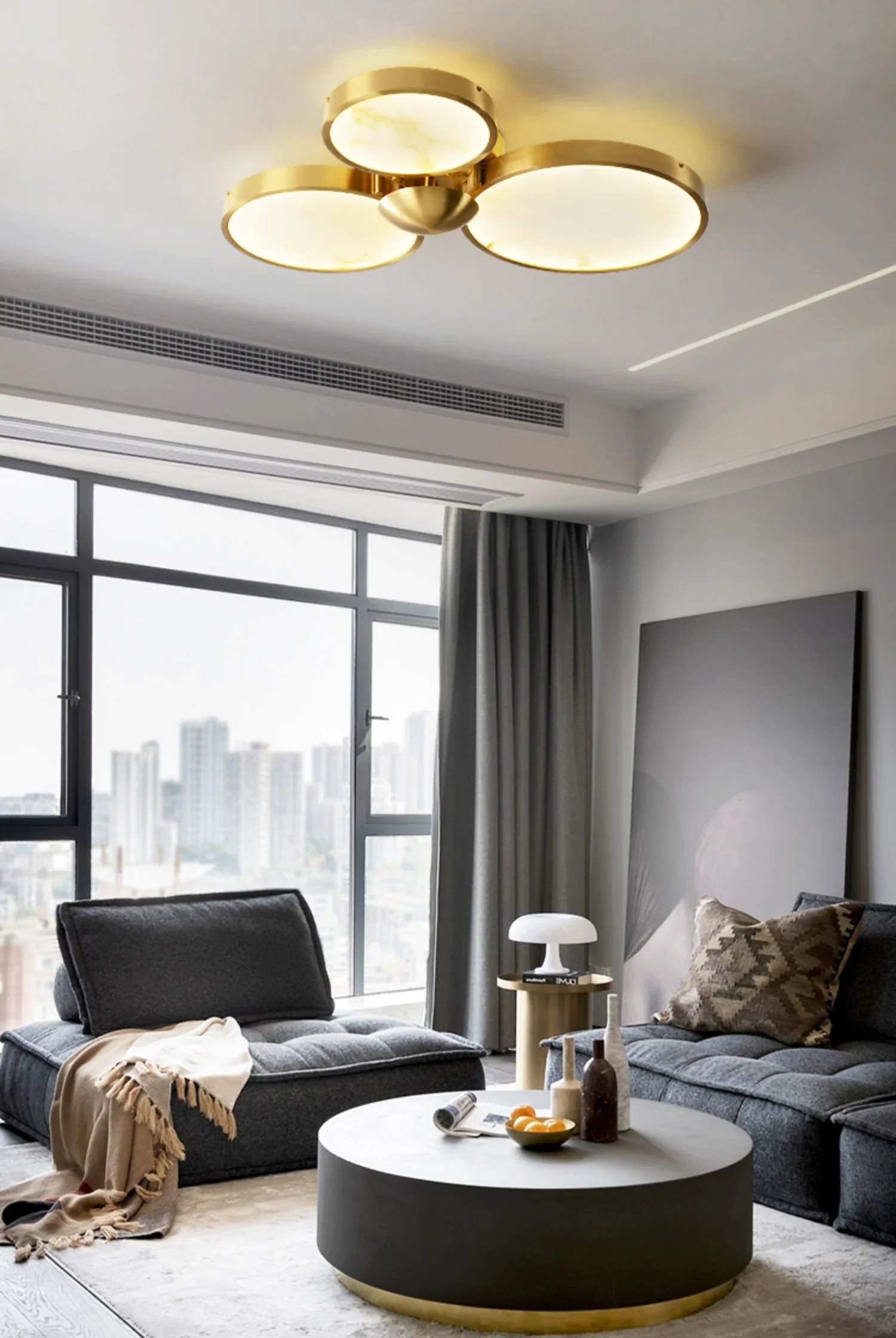 Alabaster 3 Heads Disc Ceiling Light - Image 4