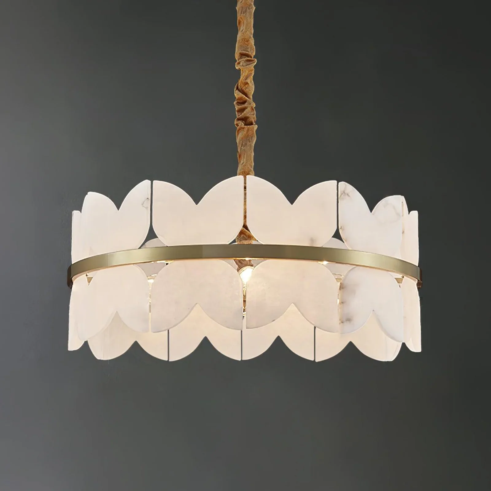 Alabaster Cloudscape Brass Chandelier - Image 14