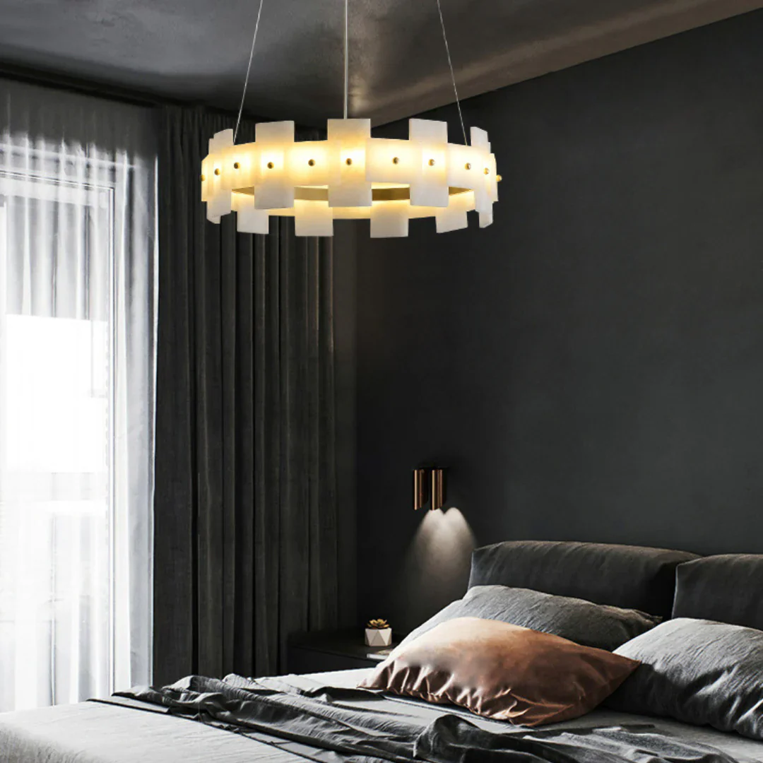 Alabaster Halo Brass Chandelier - Image 11