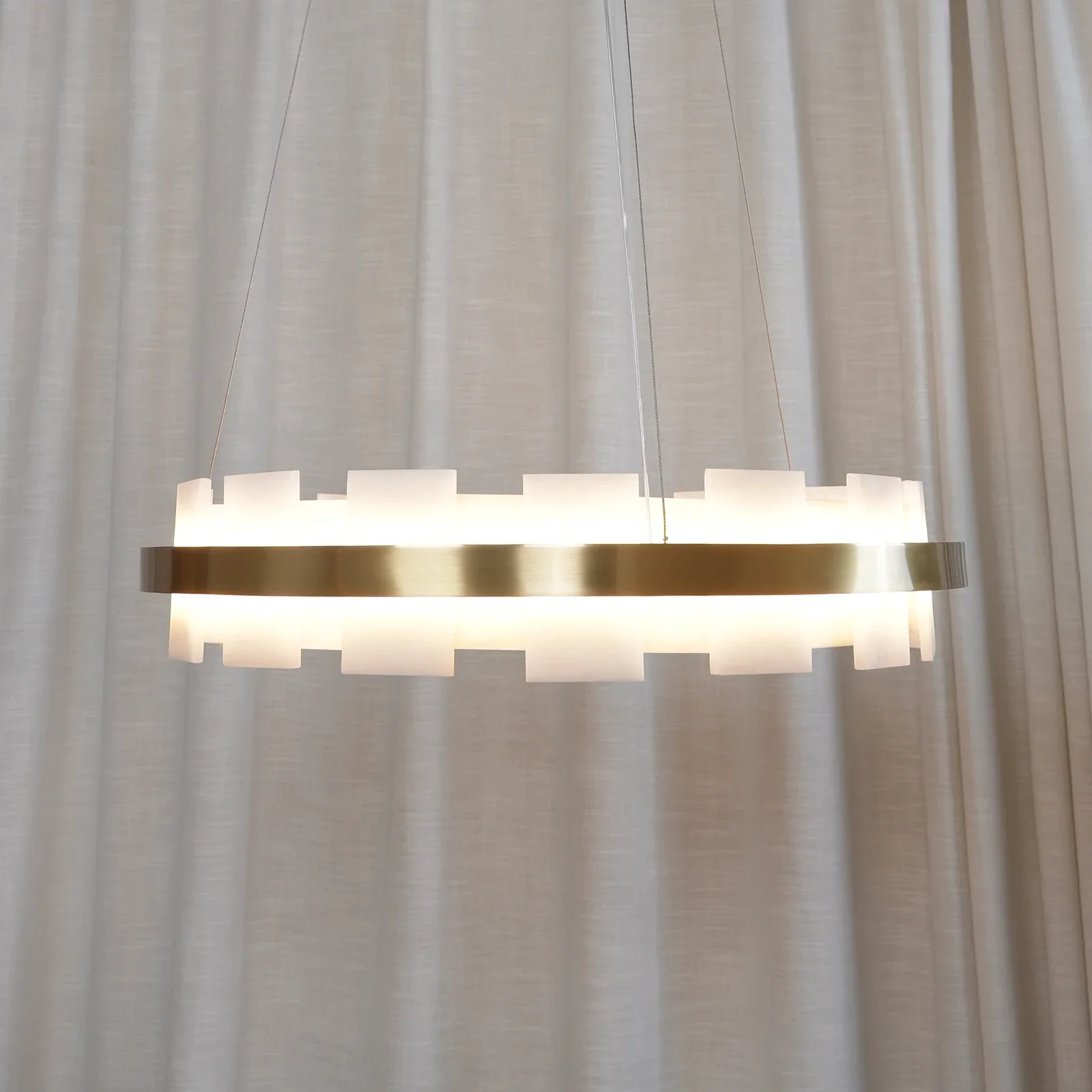 Alabaster Halo Brass Chandelier - Image 21