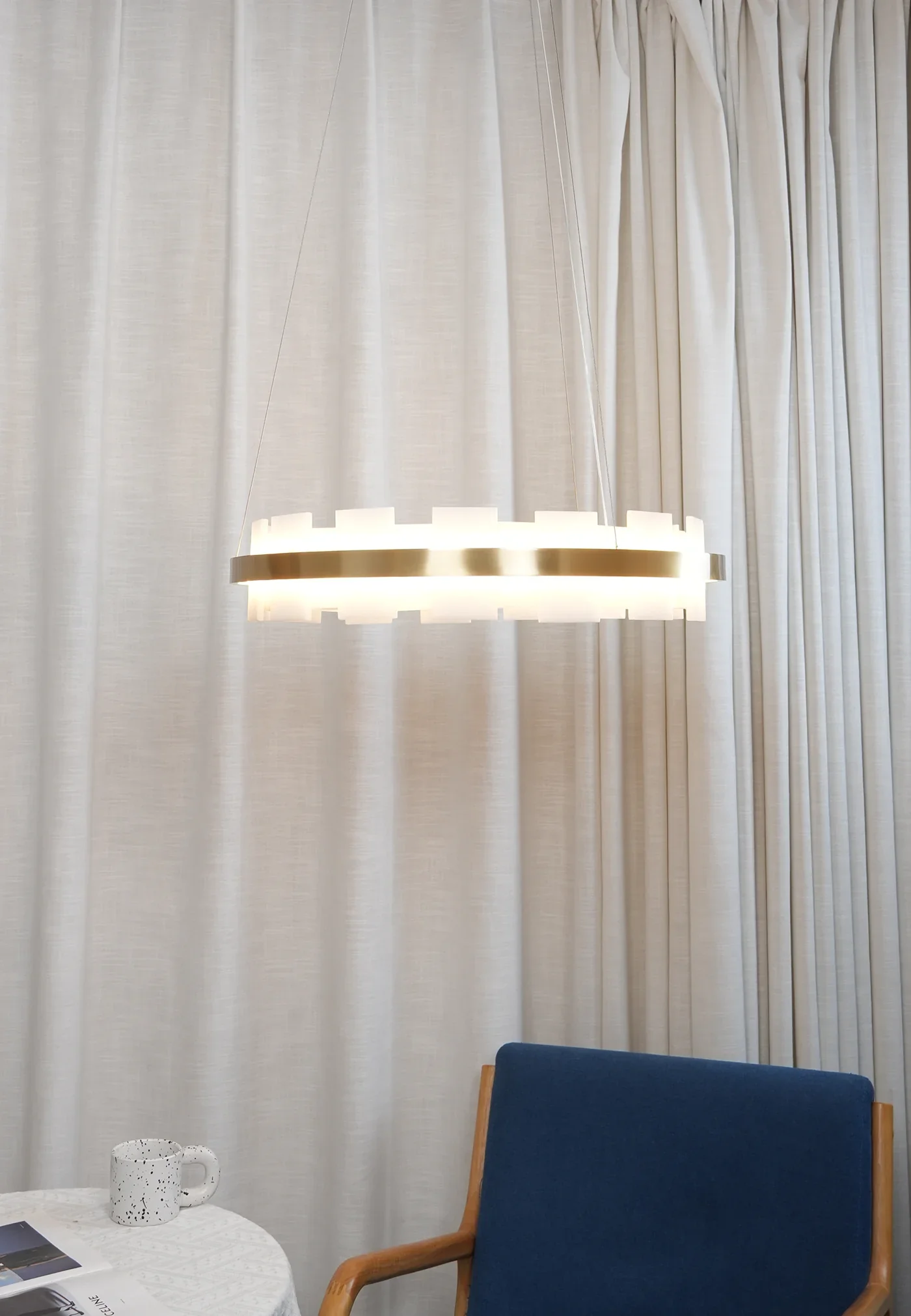 Alabaster Halo Brass Chandelier - Image 27