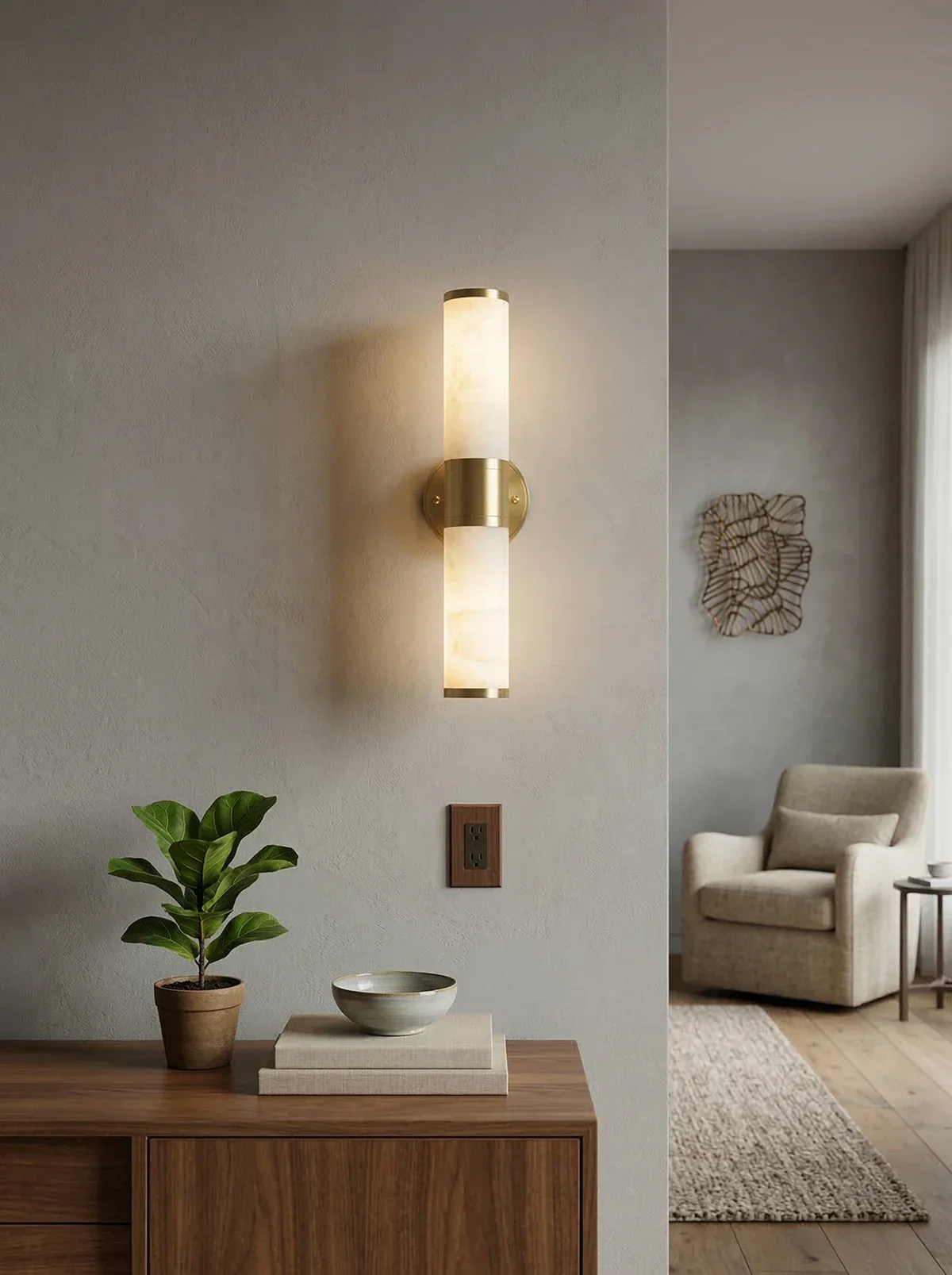 Alabaster Lampatron Cylindrical Wall Lamp - Image 3