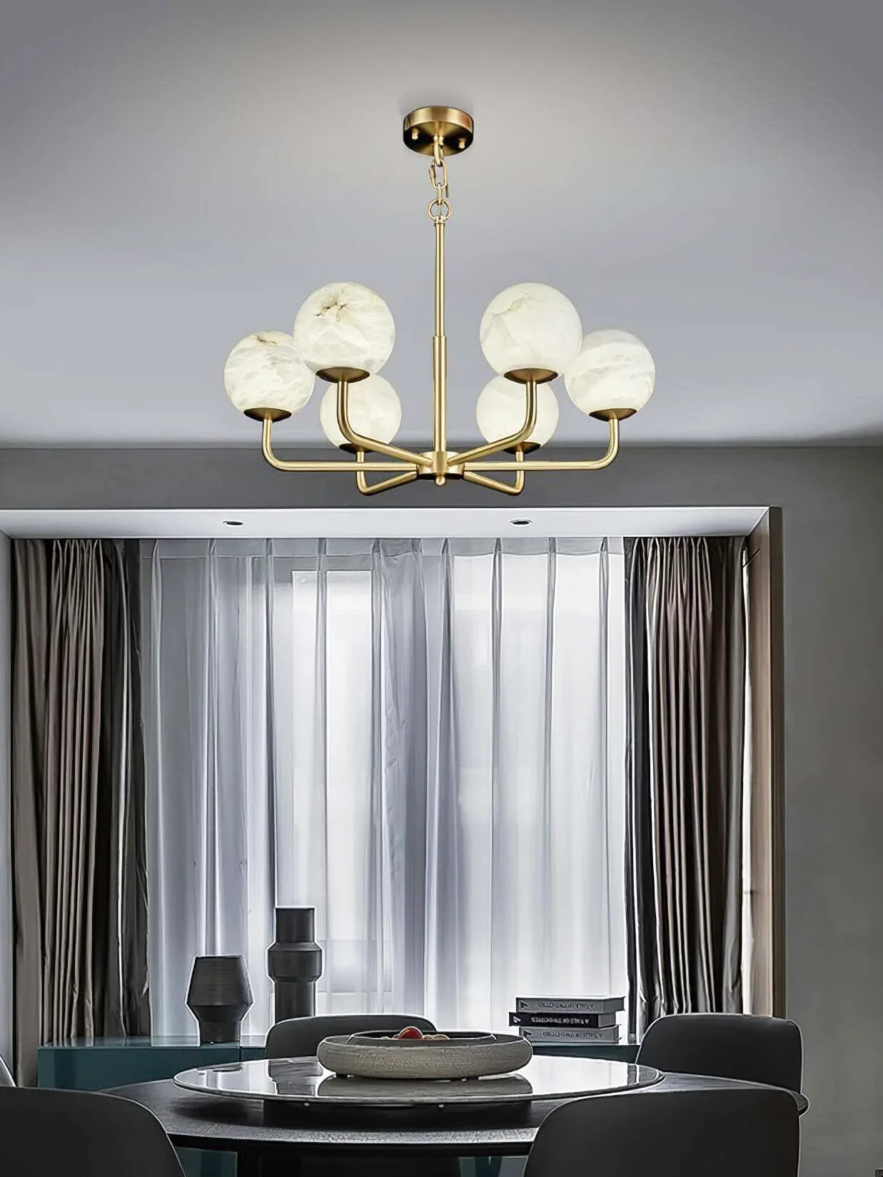 Alabaster Maytoni Erich Brass Chandelier - Image 5