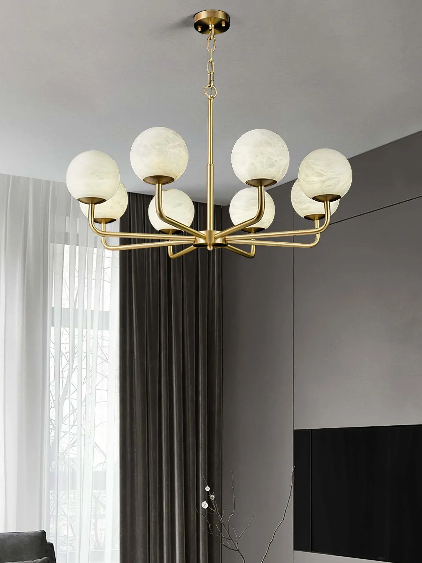 Alabaster Maytoni Erich Brass Chandelier - Image 6