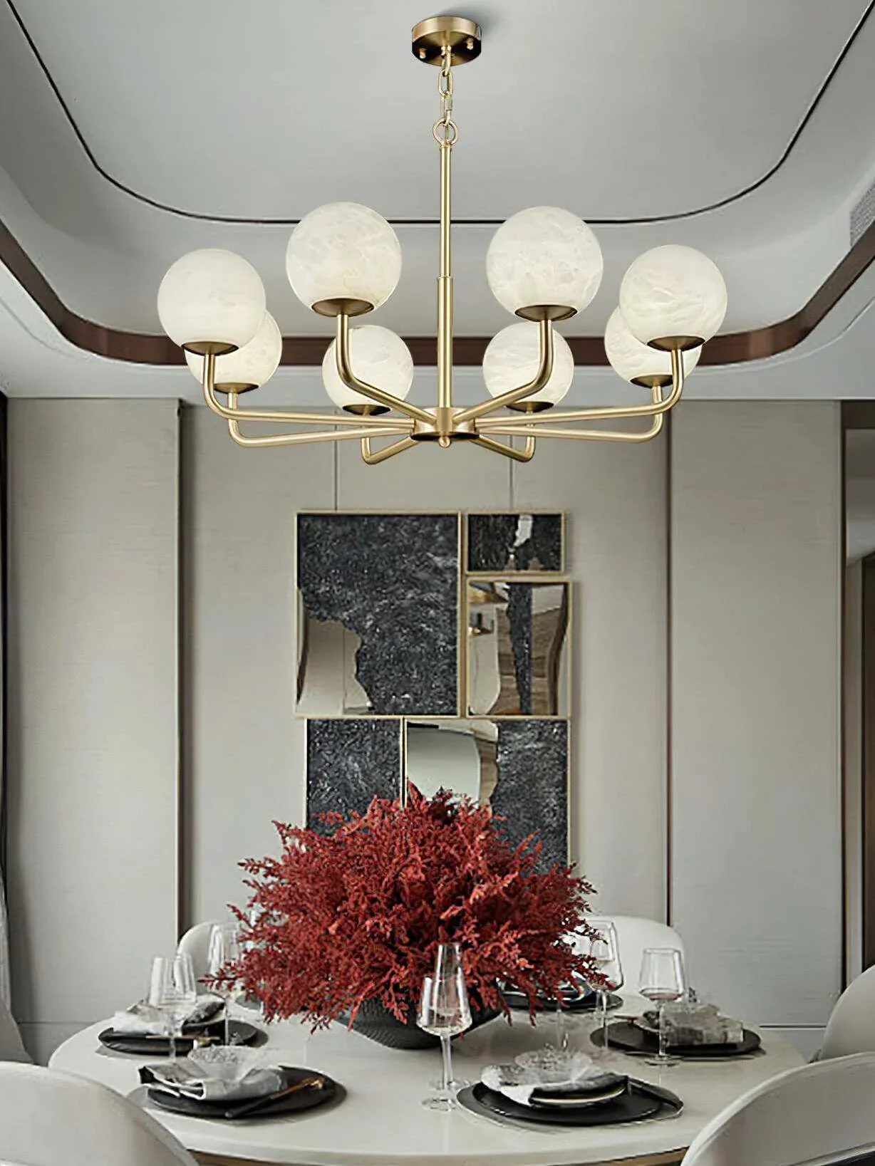 Alabaster Maytoni Erich Brass Chandelier - Image 7
