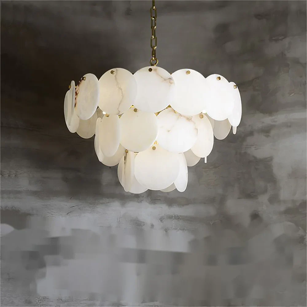 Alabaster Multi-tiered Round Chandelier - Image 11