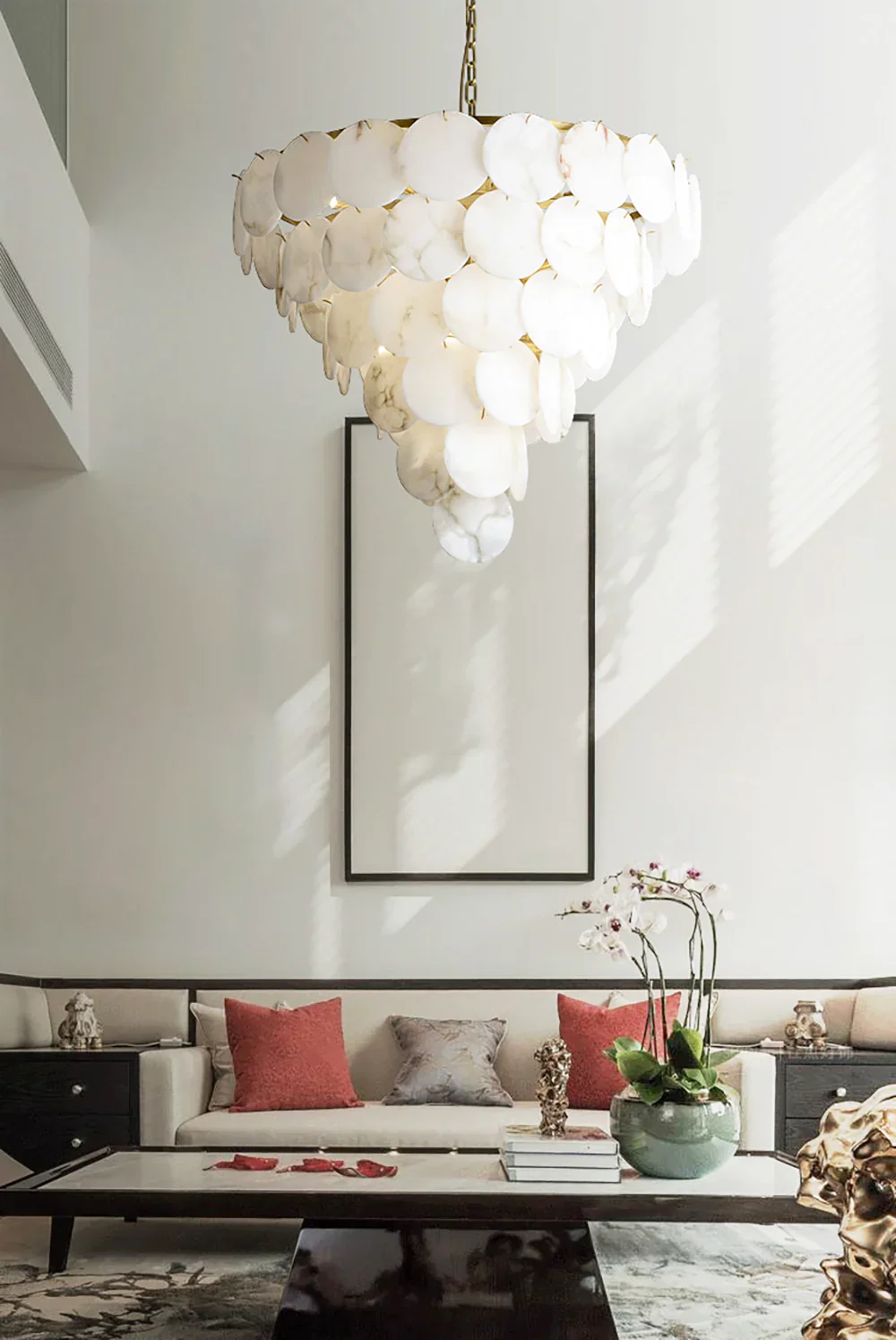 Alabaster Multi-tiered Round Chandelier - Image 5
