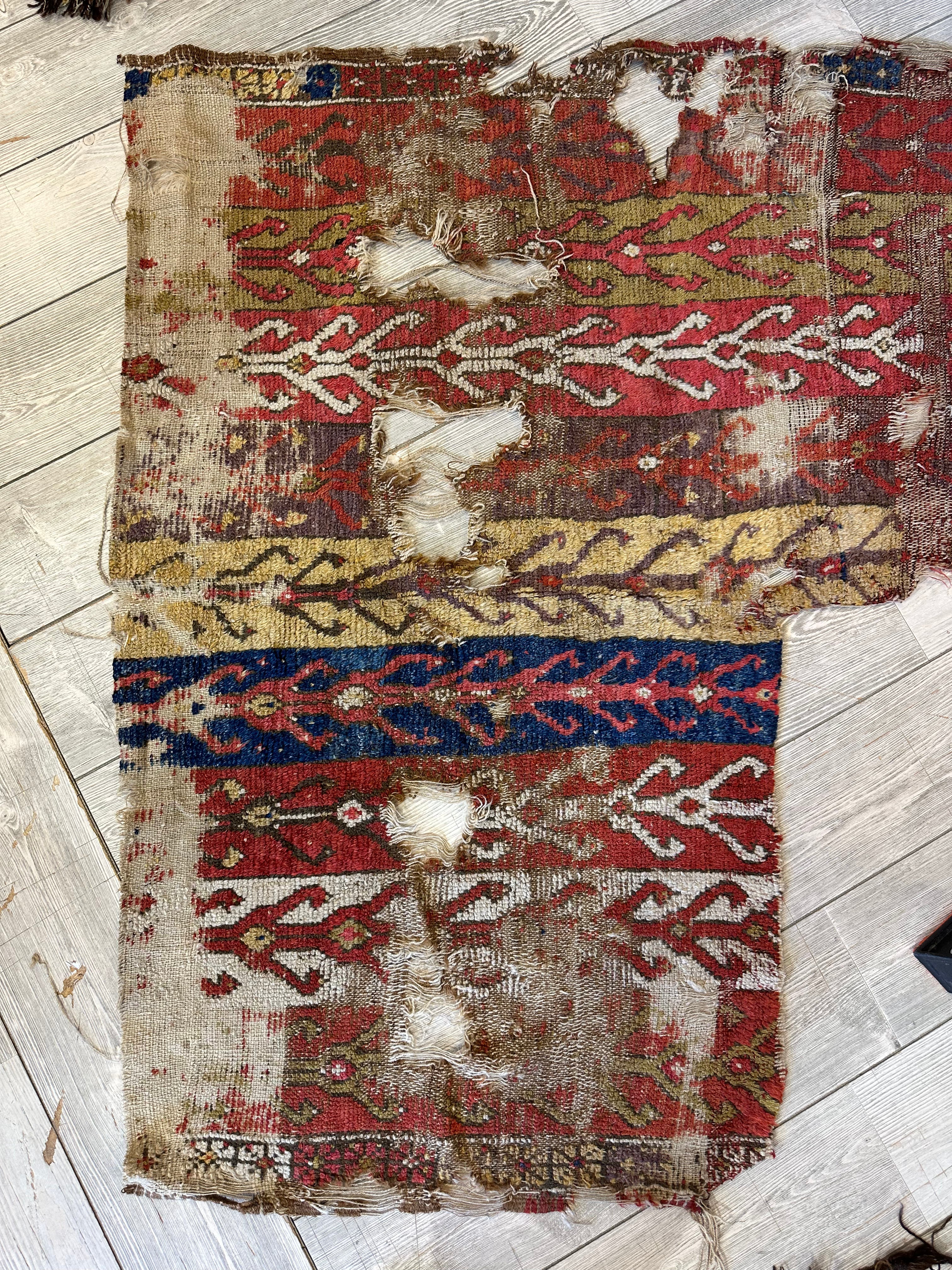 Anatolian Tribal Rug Fragment | 19th Century Wool Textile Art 70" x 52" - Image 2