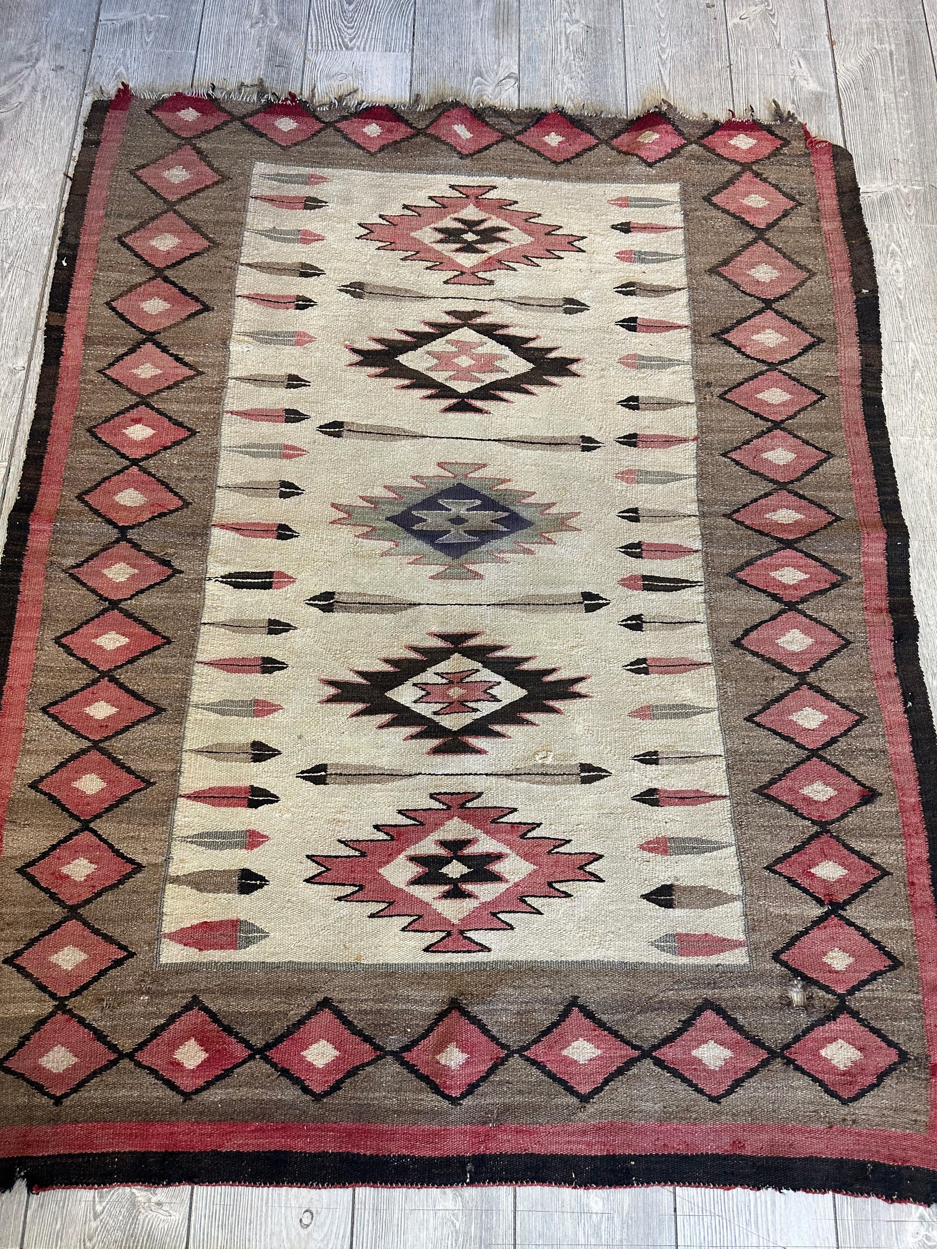 Antique 1880’s Navajo Rug 4’ x 5’ - Image 5