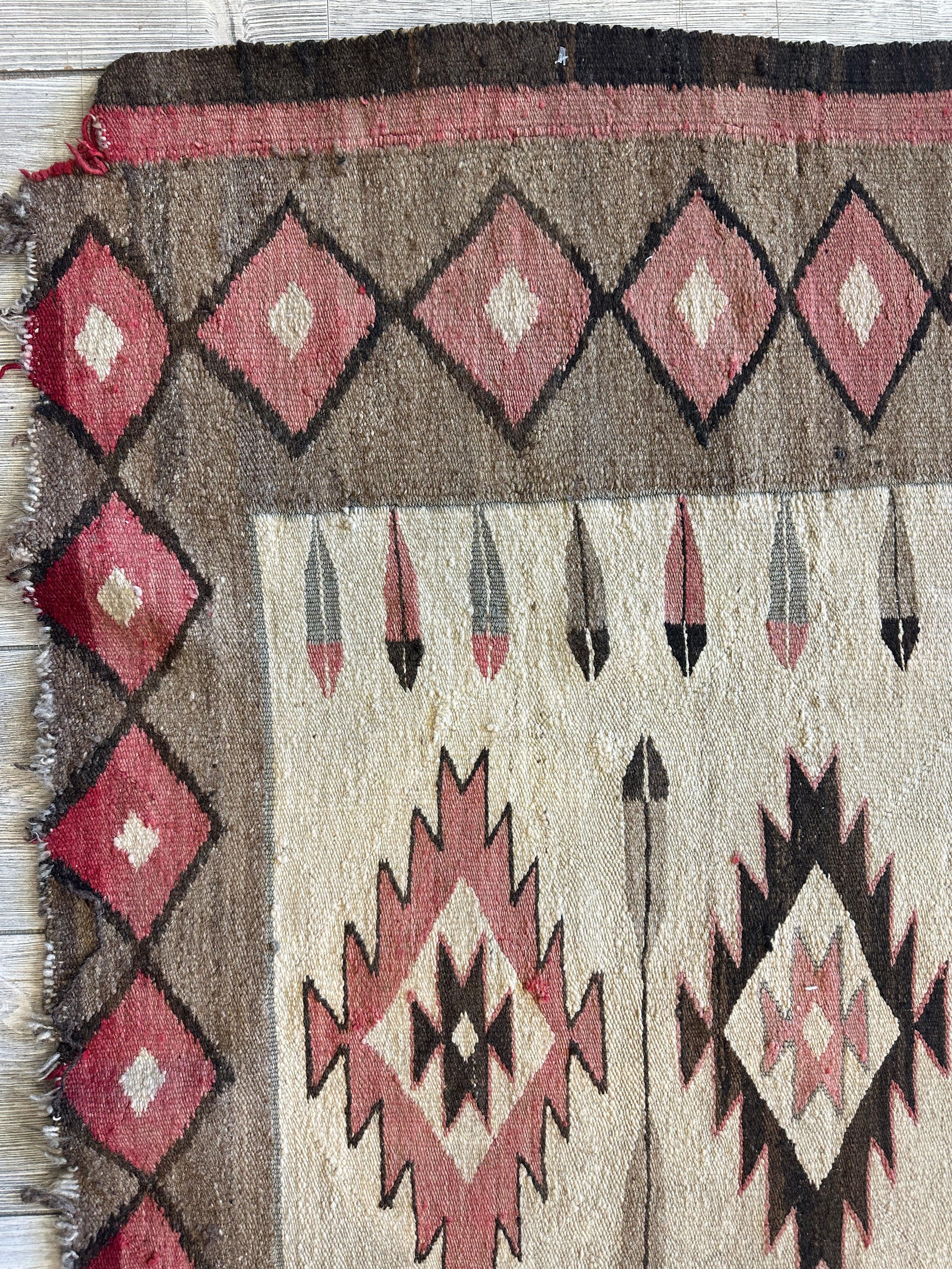 Antique 1880’s Navajo Rug 4’ x 5’ - Image 8