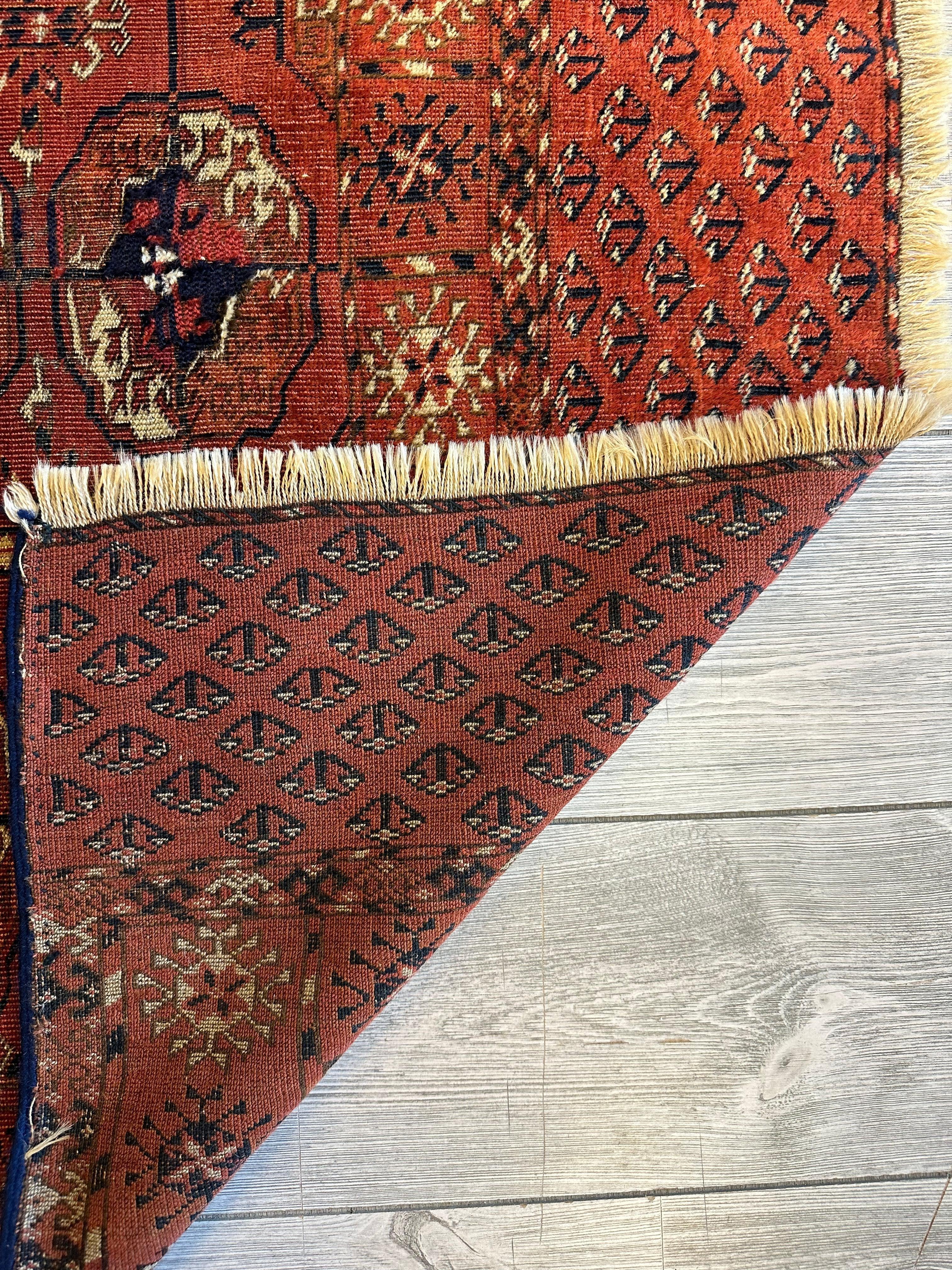 Antique 1880’s Tribal Turkoman Tekke Wedding Rug 3’4” x 4’1” - Image 12