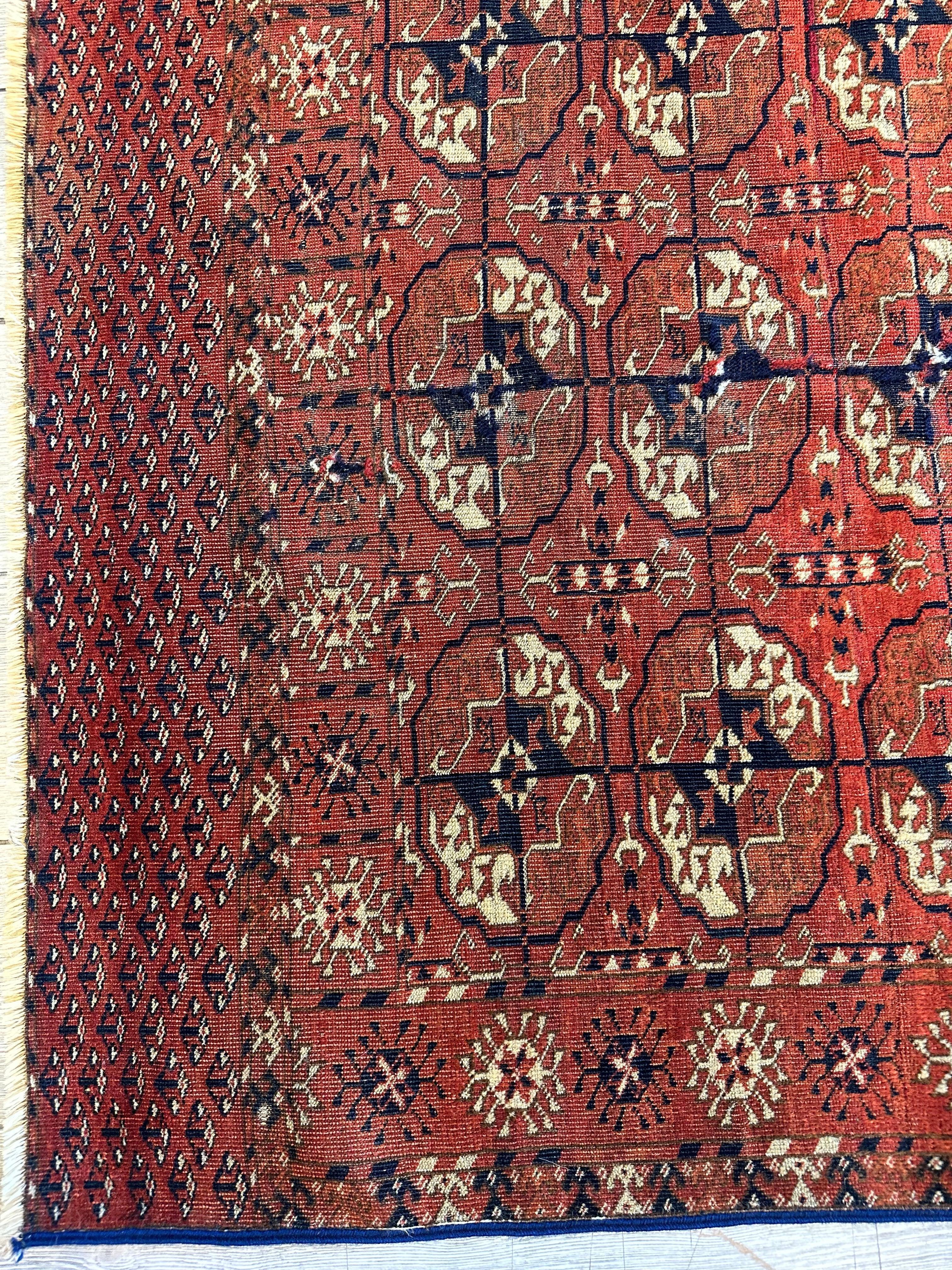 Antique 1880’s Tribal Turkoman Tekke Wedding Rug 3’4” x 4’1” - Image 4