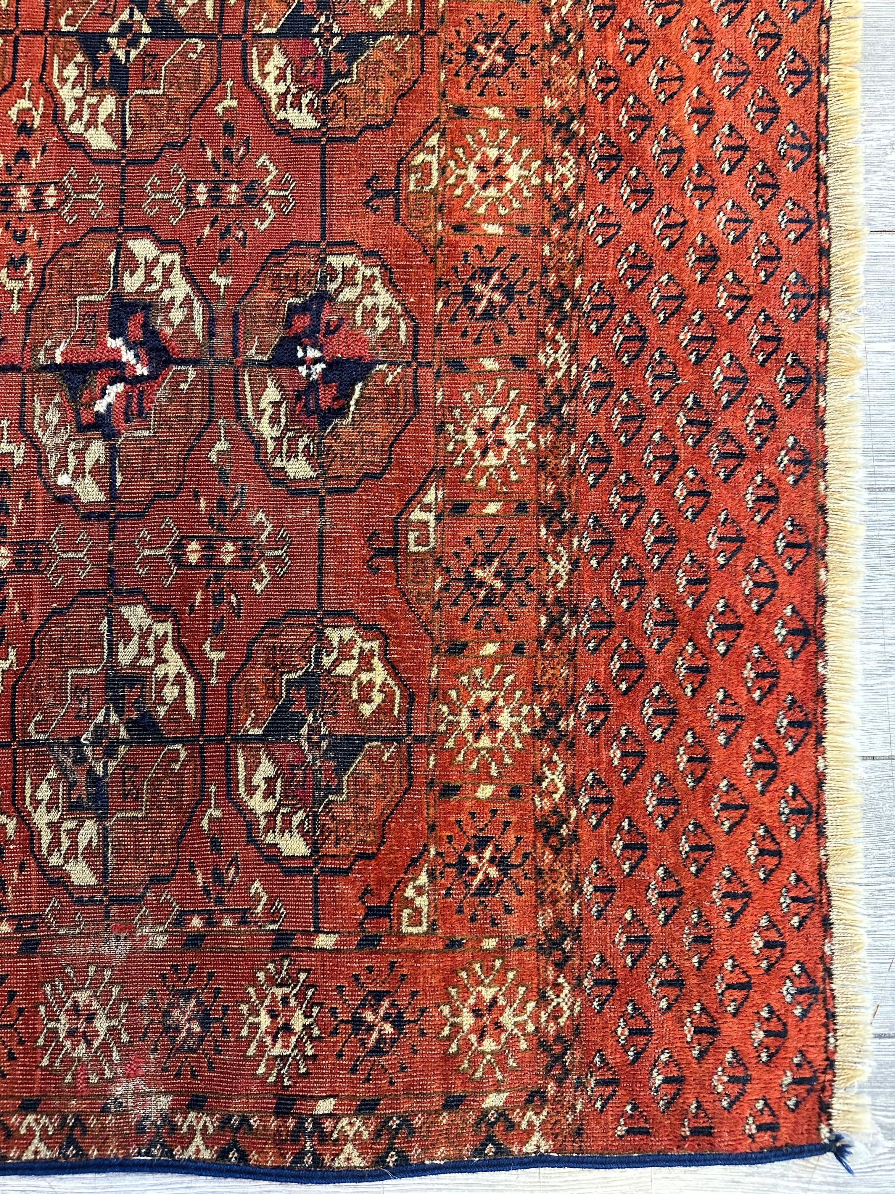 Antique 1880’s Tribal Turkoman Tekke Wedding Rug 3’4” x 4’1” - Image 6