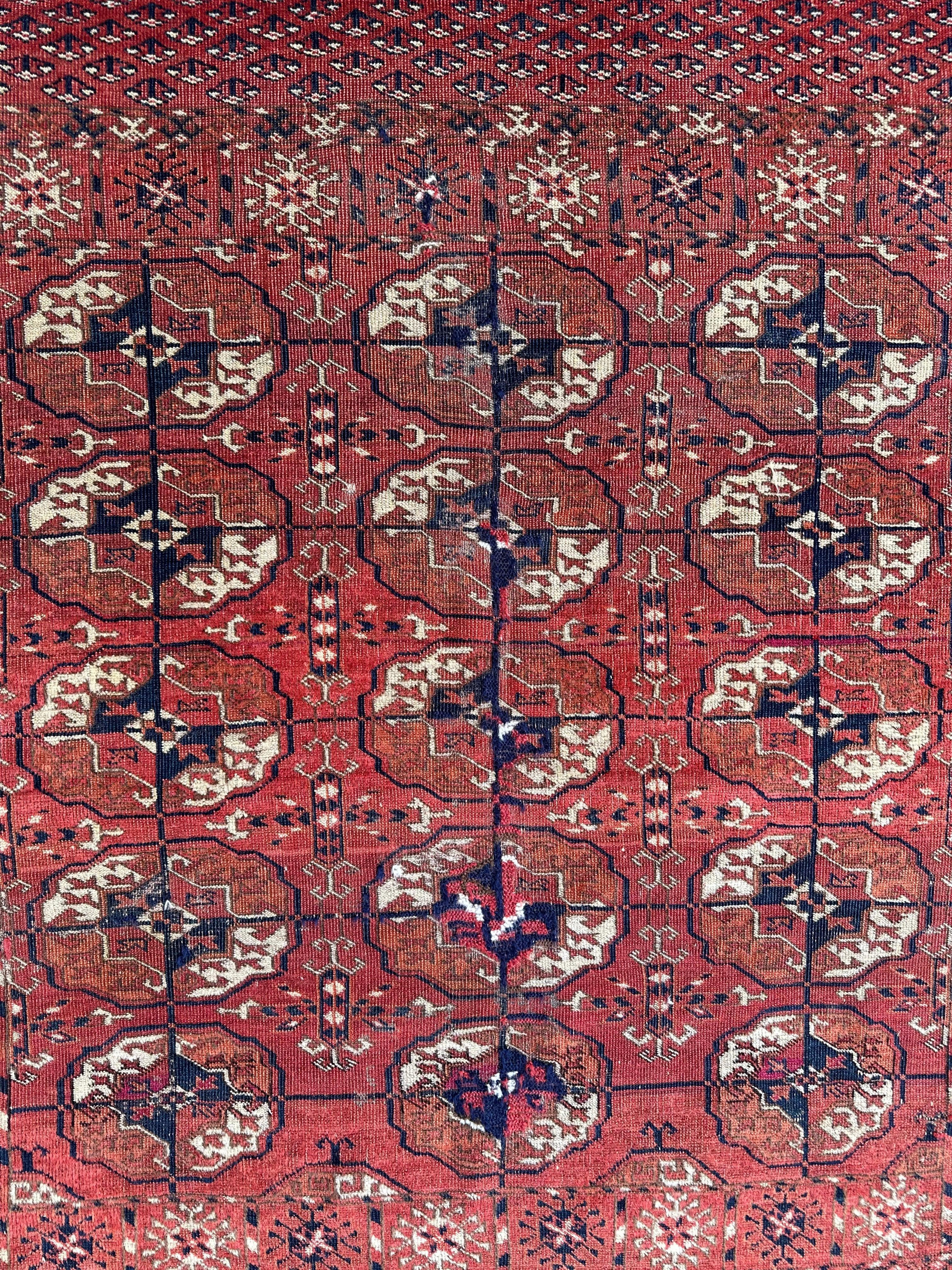 Antique 1880’s Tribal Turkoman Tekke Wedding Rug 3’4” x 4’1” - Image 7