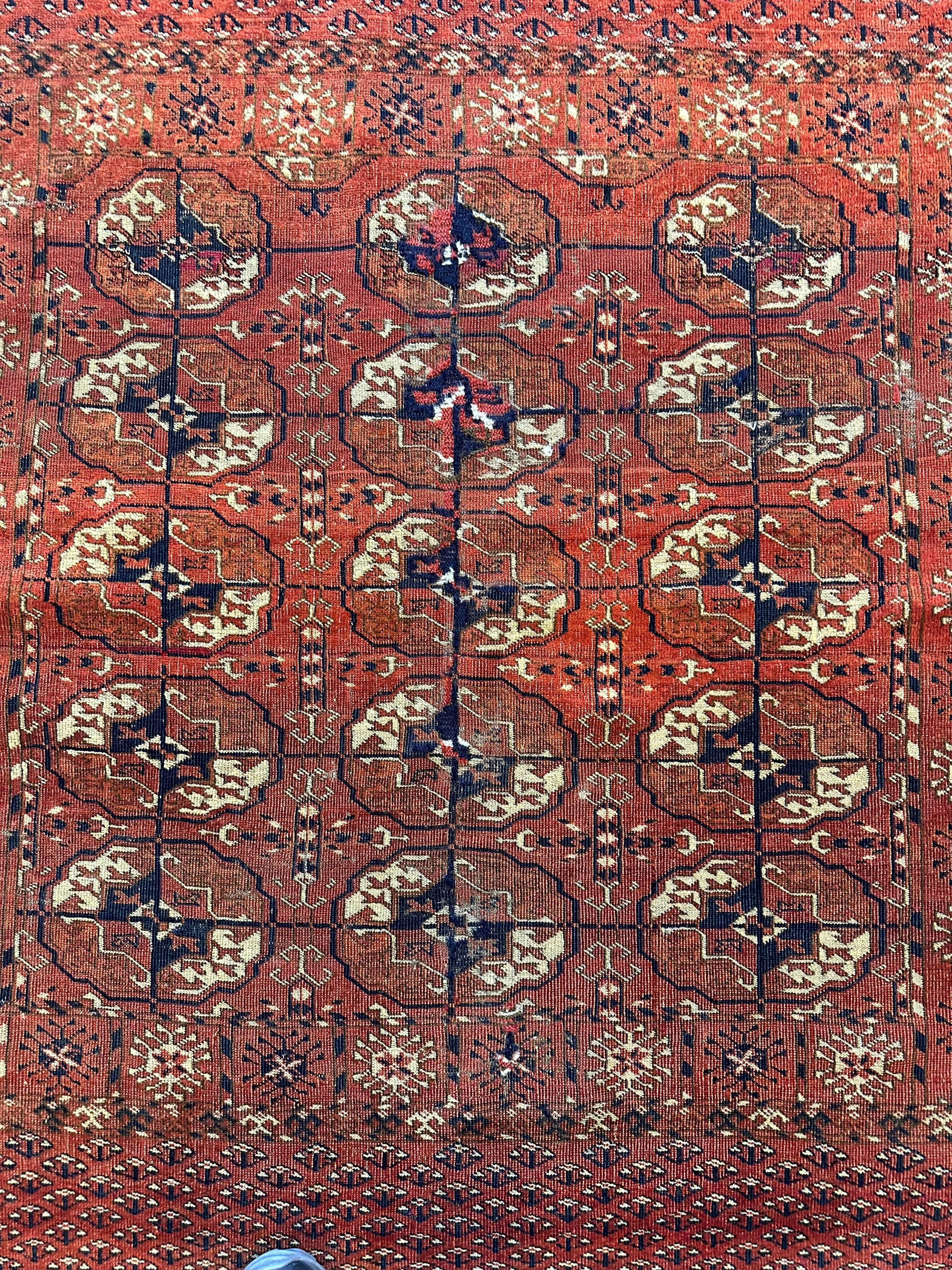 Antique 1880’s Tribal Turkoman Tekke Wedding Rug 3’4” x 4’1” - Image 8