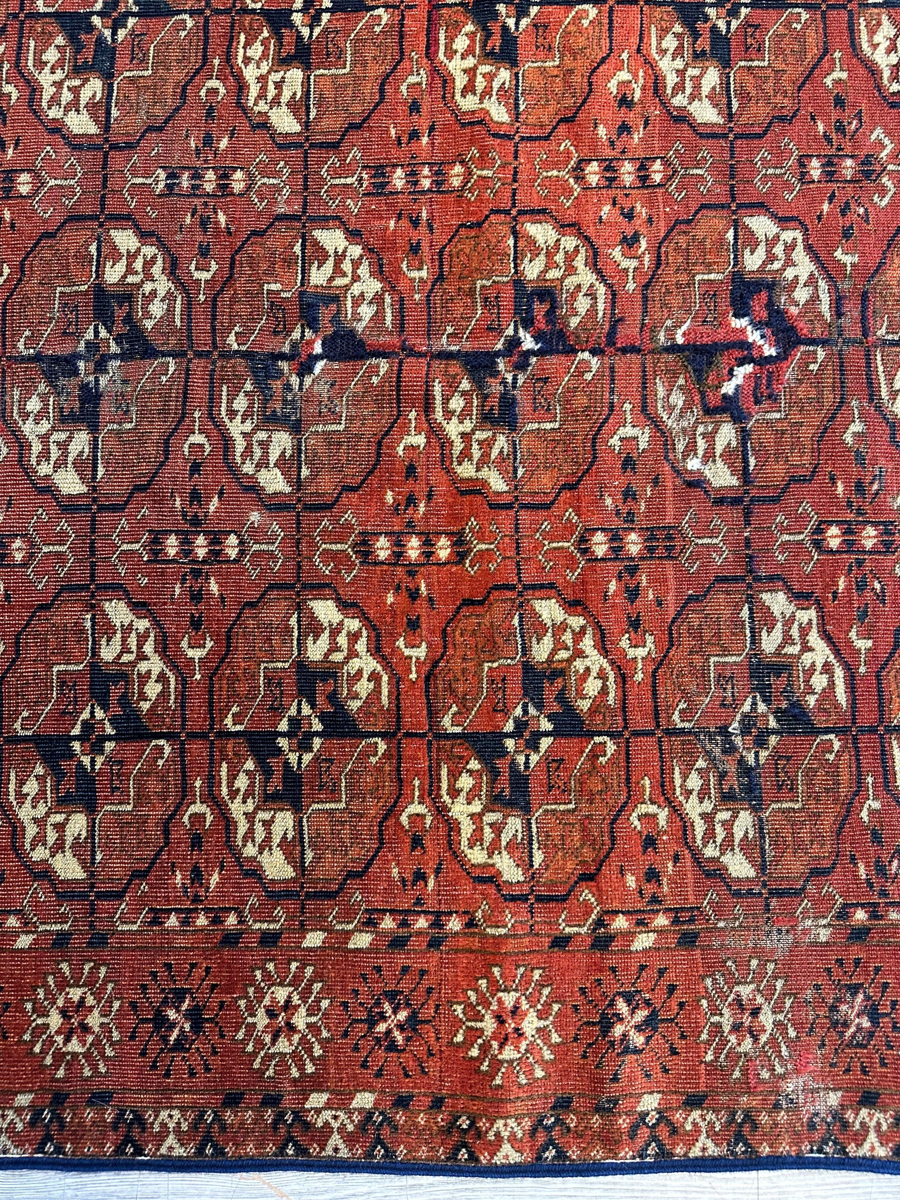 Antique 1880’s Tribal Turkoman Tekke Wedding Rug 3’4” x 4’1” - Image 9