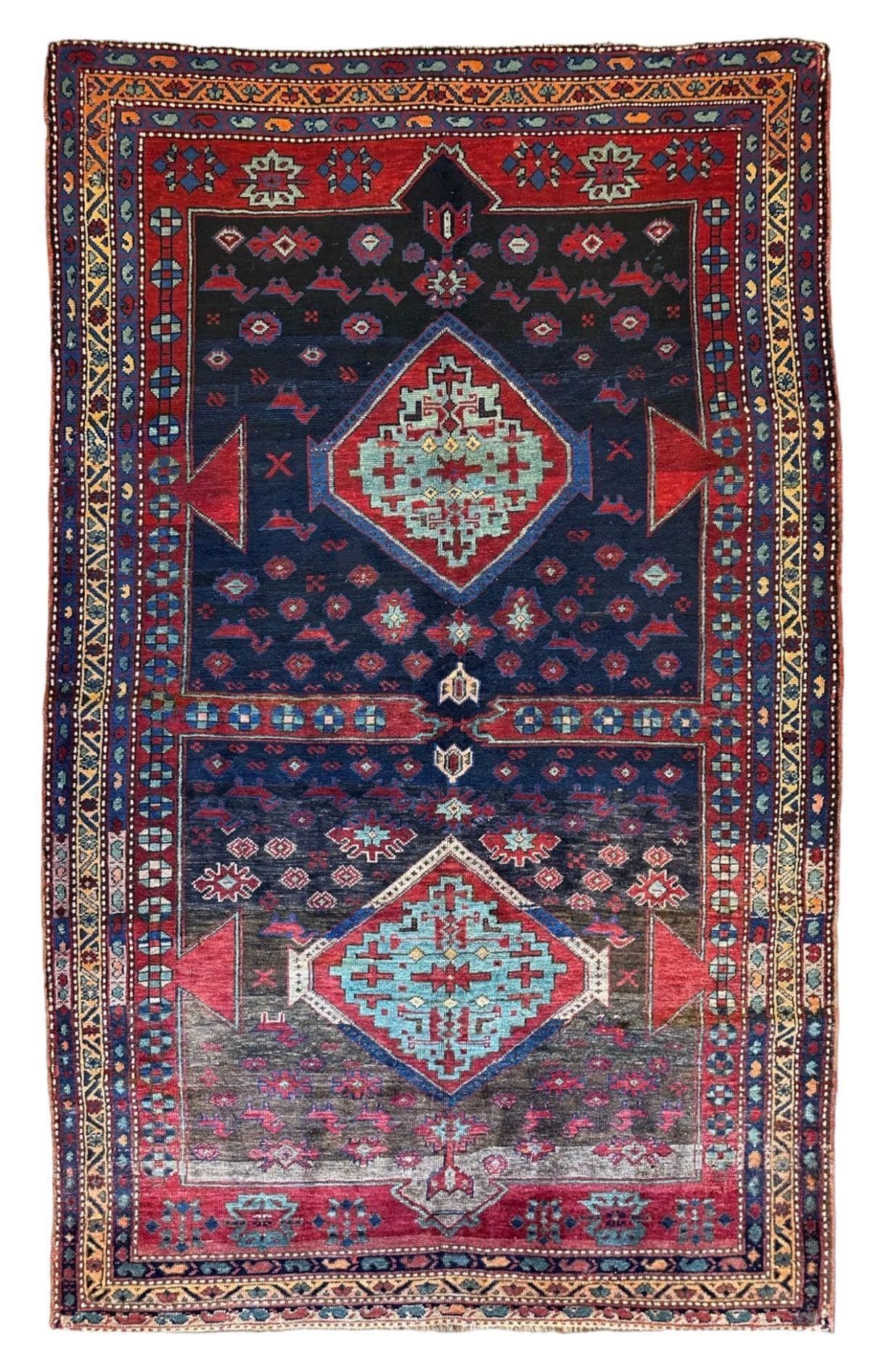 Antique 19th Century Handwoven Kazak Tribal Rug 5’ x 8’ - Image 3