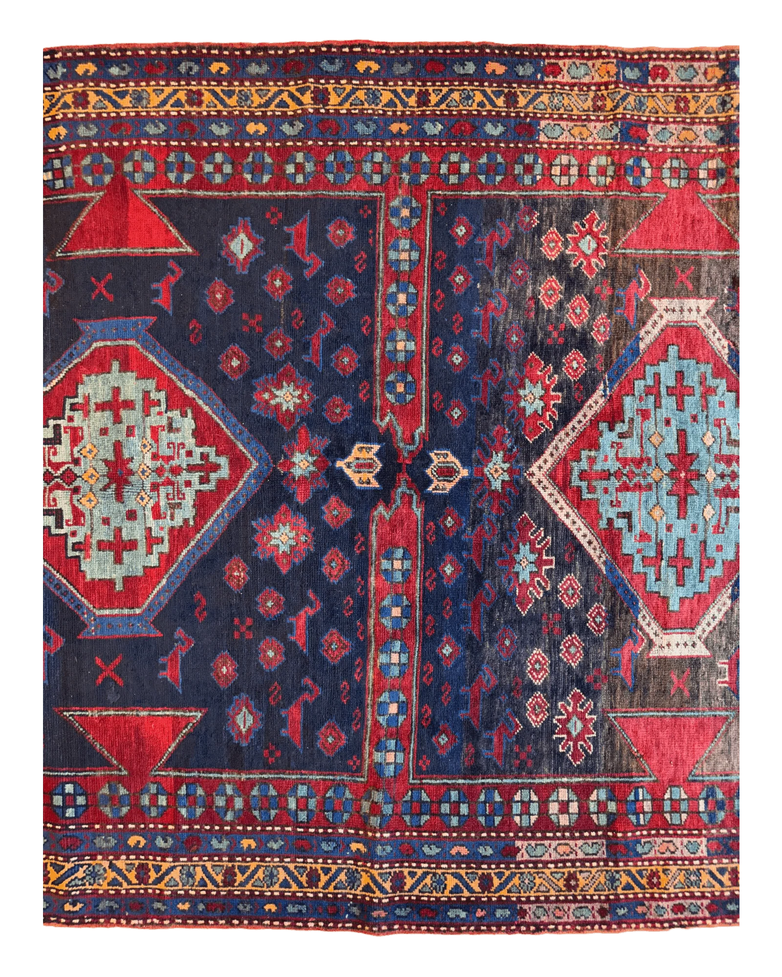 Antique 19th Century Handwoven Kazak Tribal Rug 5’ x 8’ - Image 9