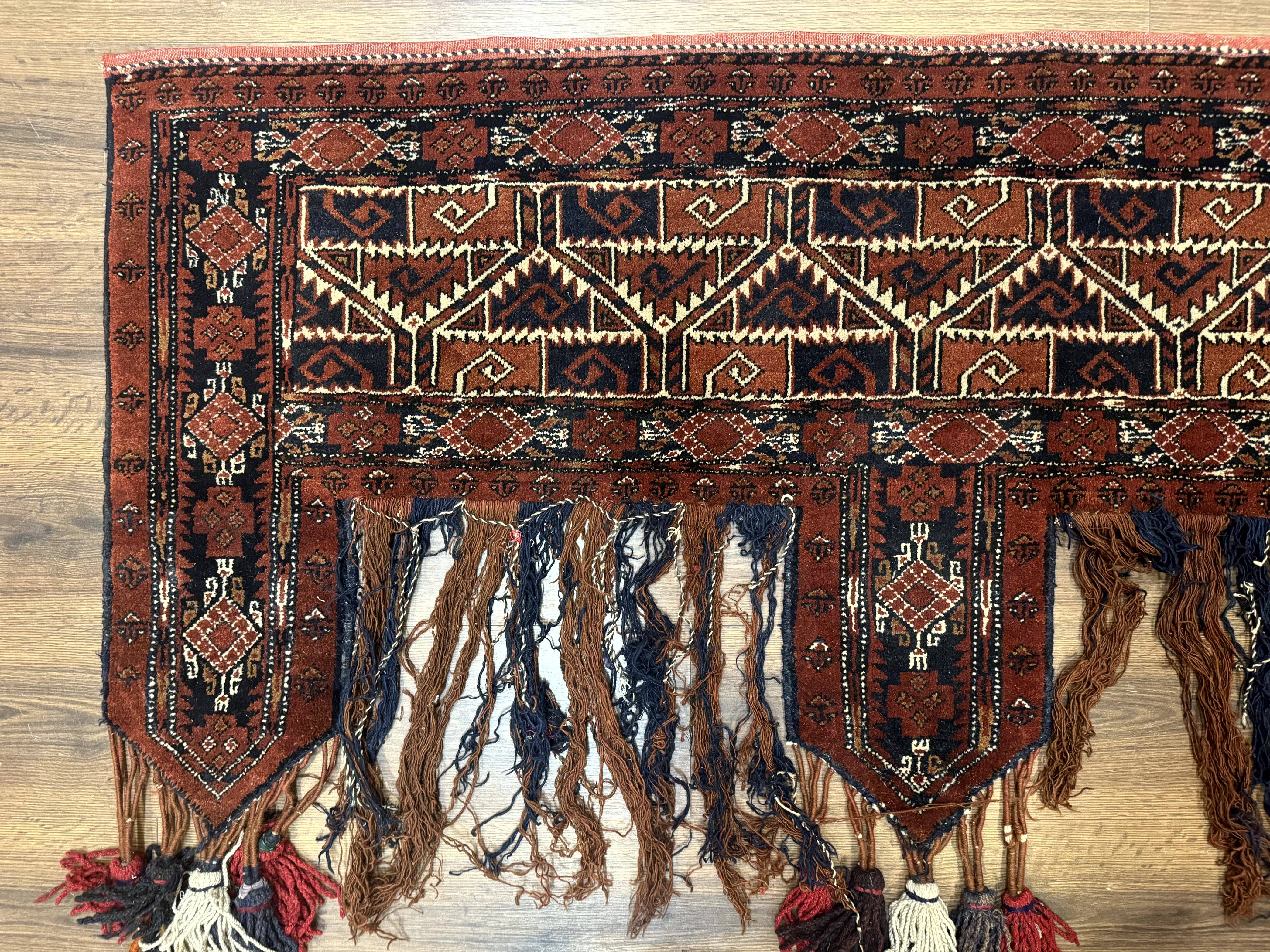 Antique Afghan Beshir Tent Header Textile Rug, Tribal Collectible, Wool - Image 7
