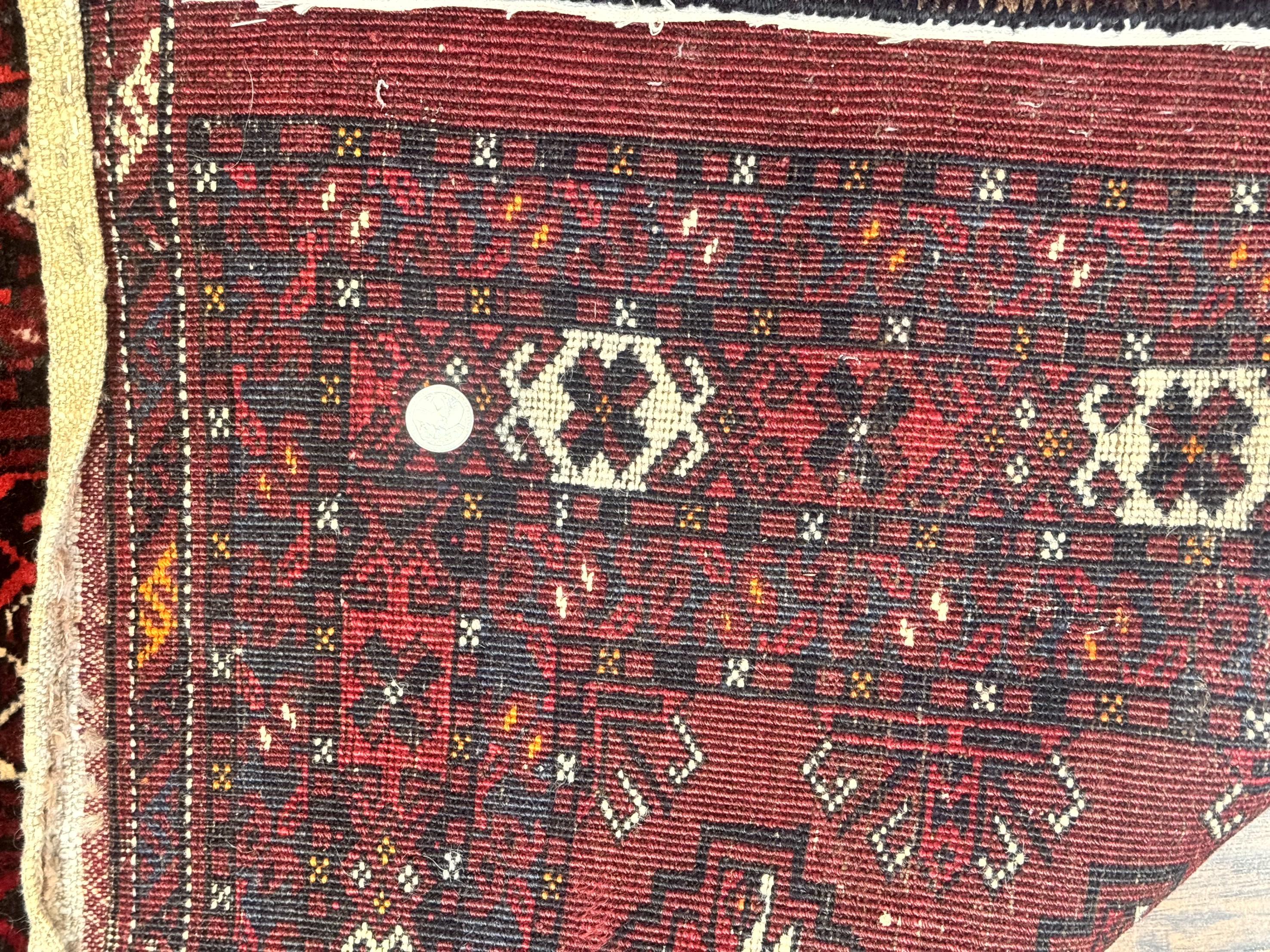 Antique Afghan Turkoman Mafrash Rug 3x5, Red, Hand Knotted, Wool, Tribal Collectible - Image 8