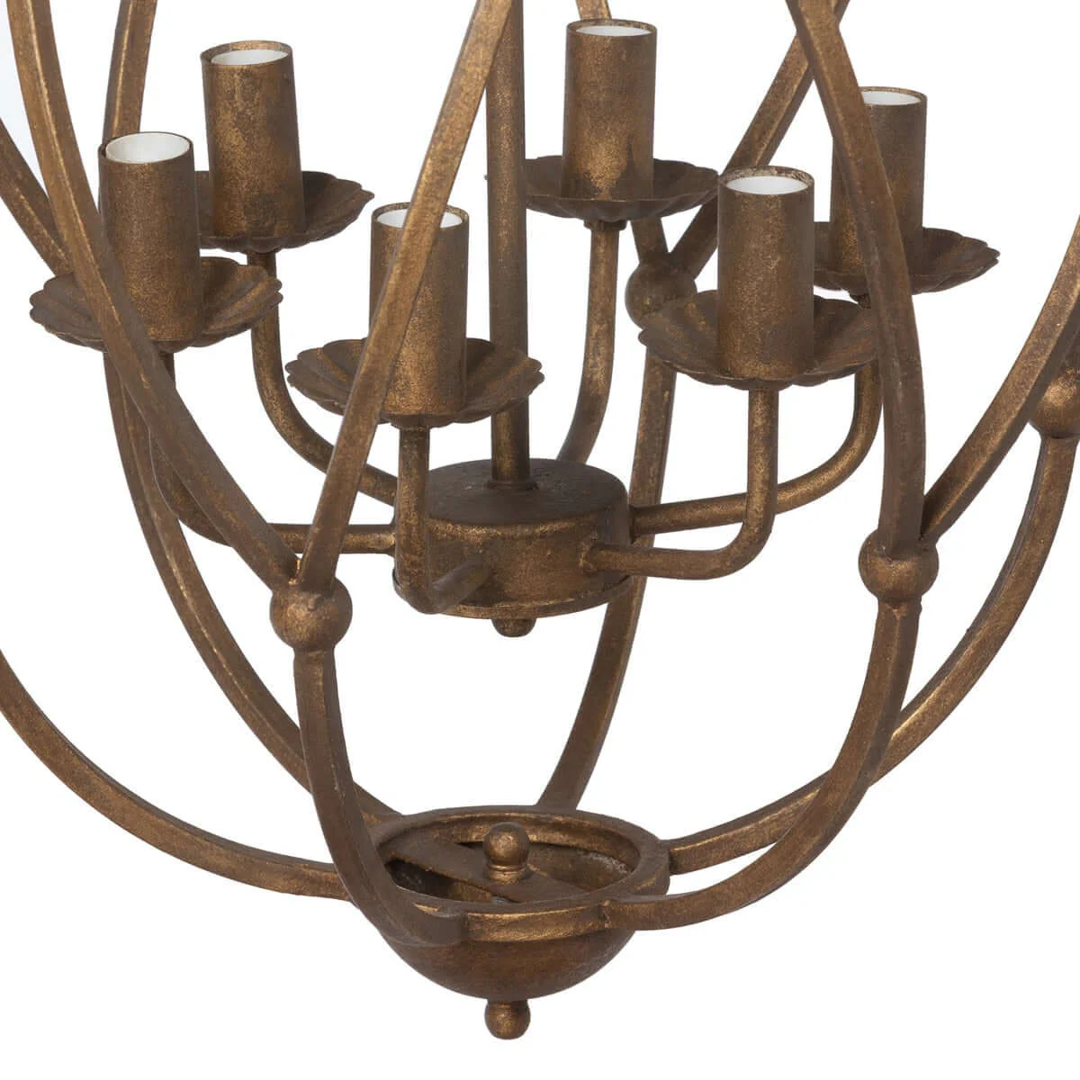 Antique Bronze Iron Chandelier with Gold Finish - Image 5