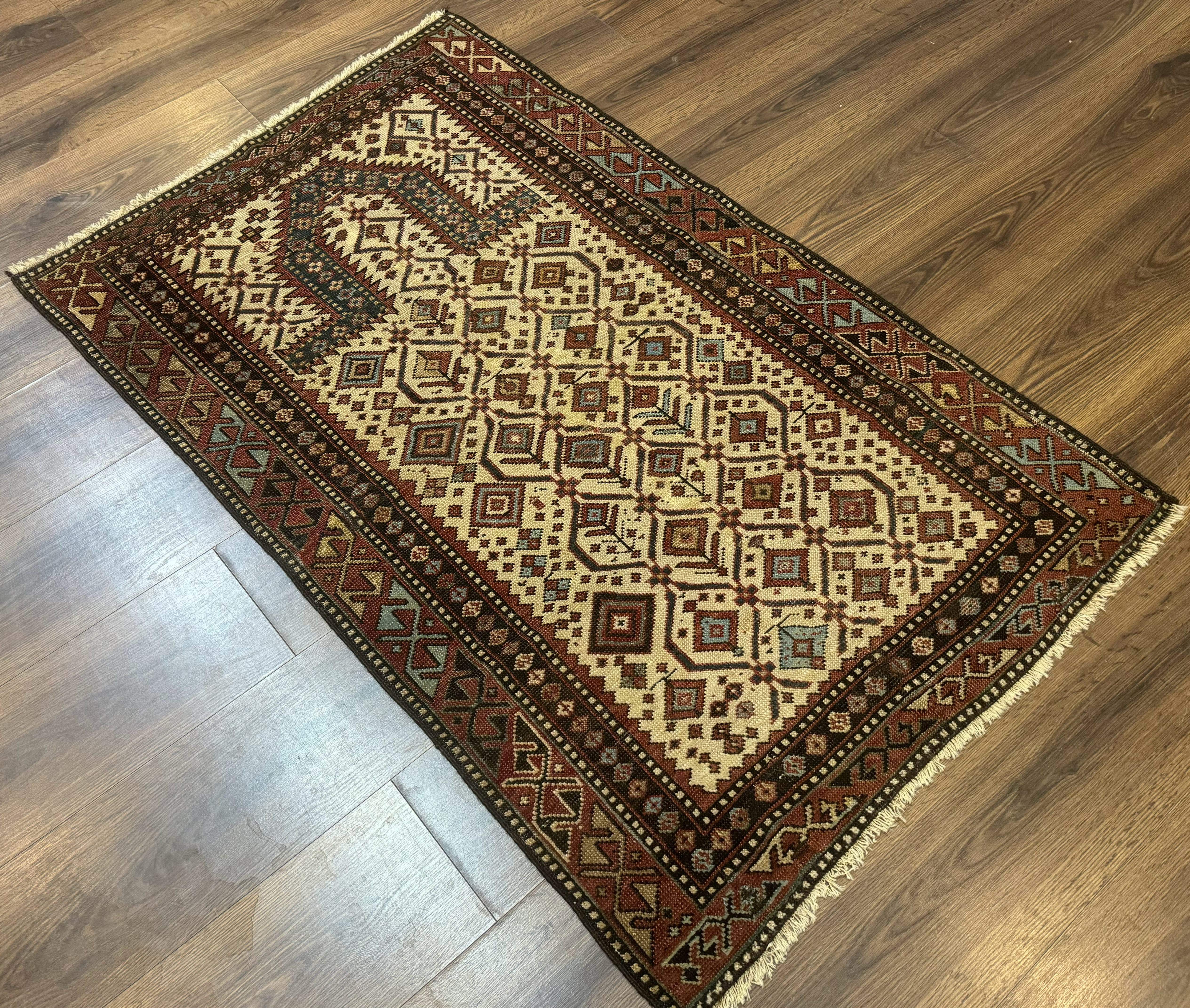 Antique Caucasian Shirvan Rug 3x5, Dagestan Prayer Rug, Collectible, Early 20th Century Rug - Image 12