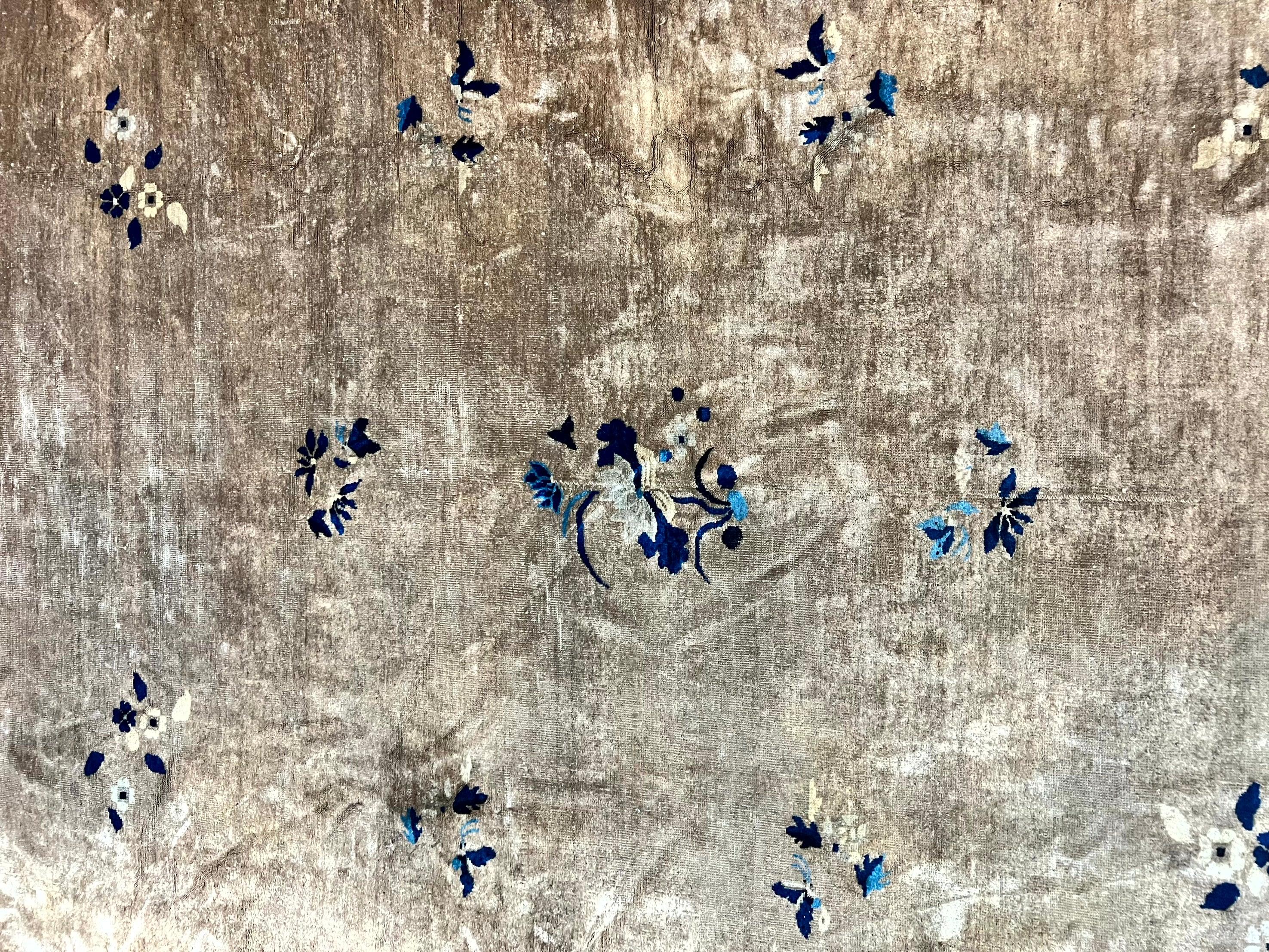 Antique Chinese Wool Rug 10x13, Large 1920s Peking Carpet, Handmade - Image 4