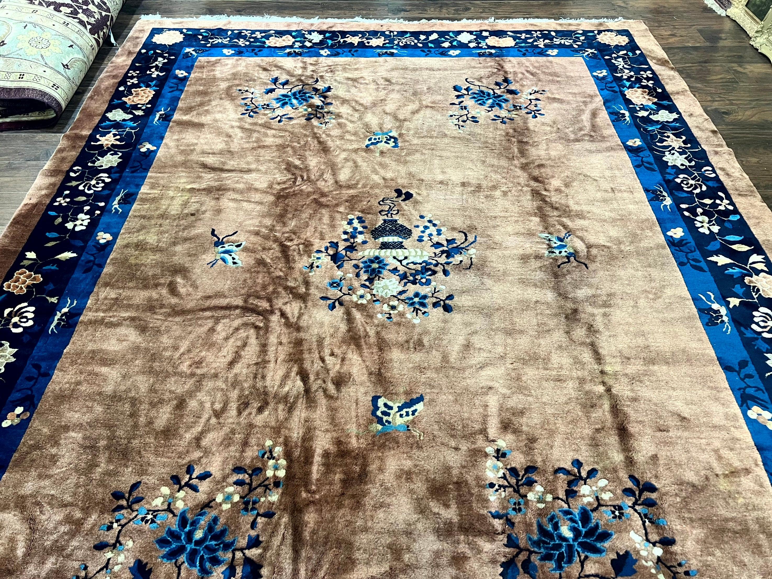 Antique Chinese Wool Rug 9x12, Large Peking Carpet, Handmade, Nichols Rug - Image 2
