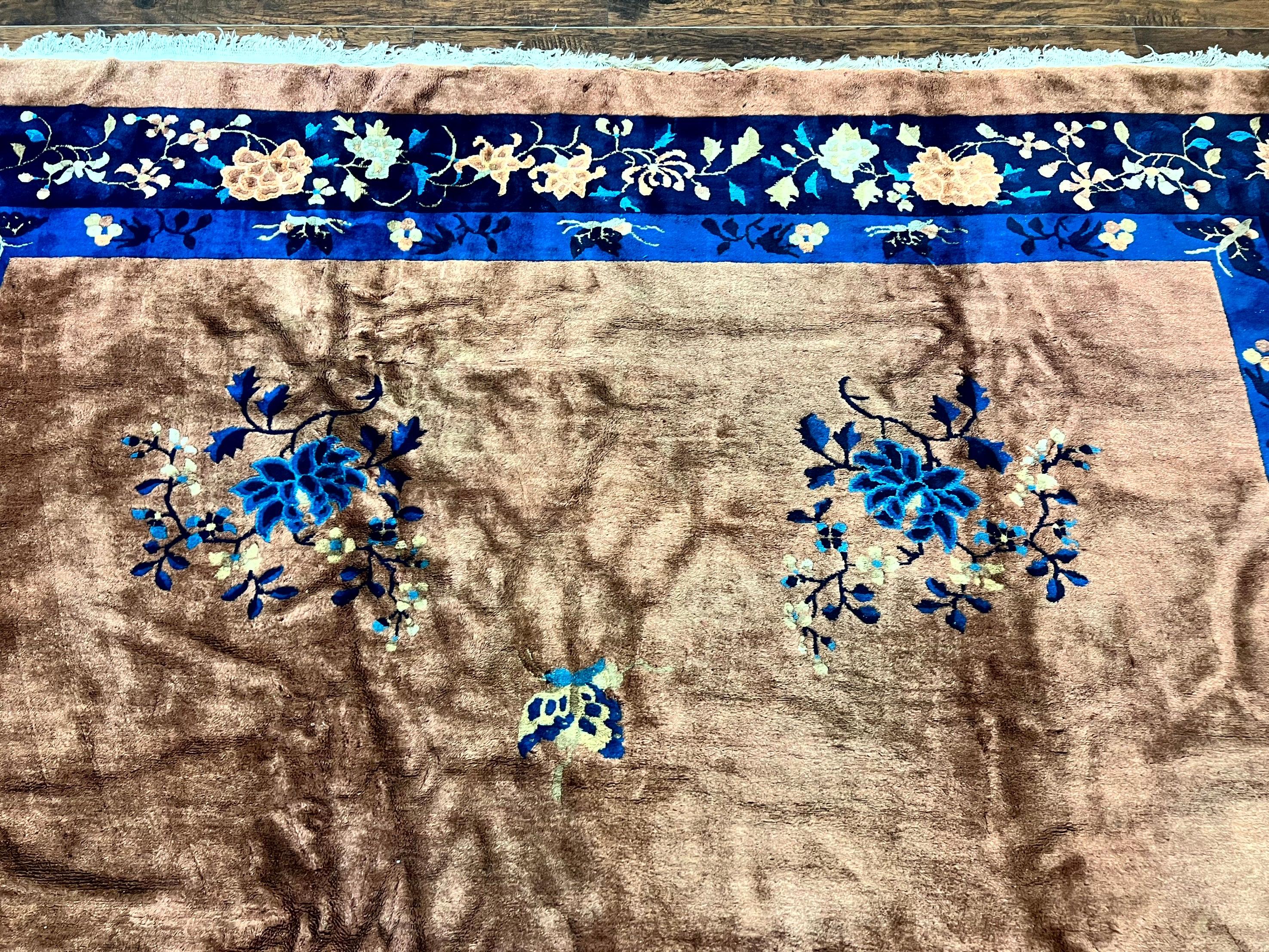 Antique Chinese Wool Rug 9x12, Large Peking Carpet, Handmade, Nichols Rug - Image 3