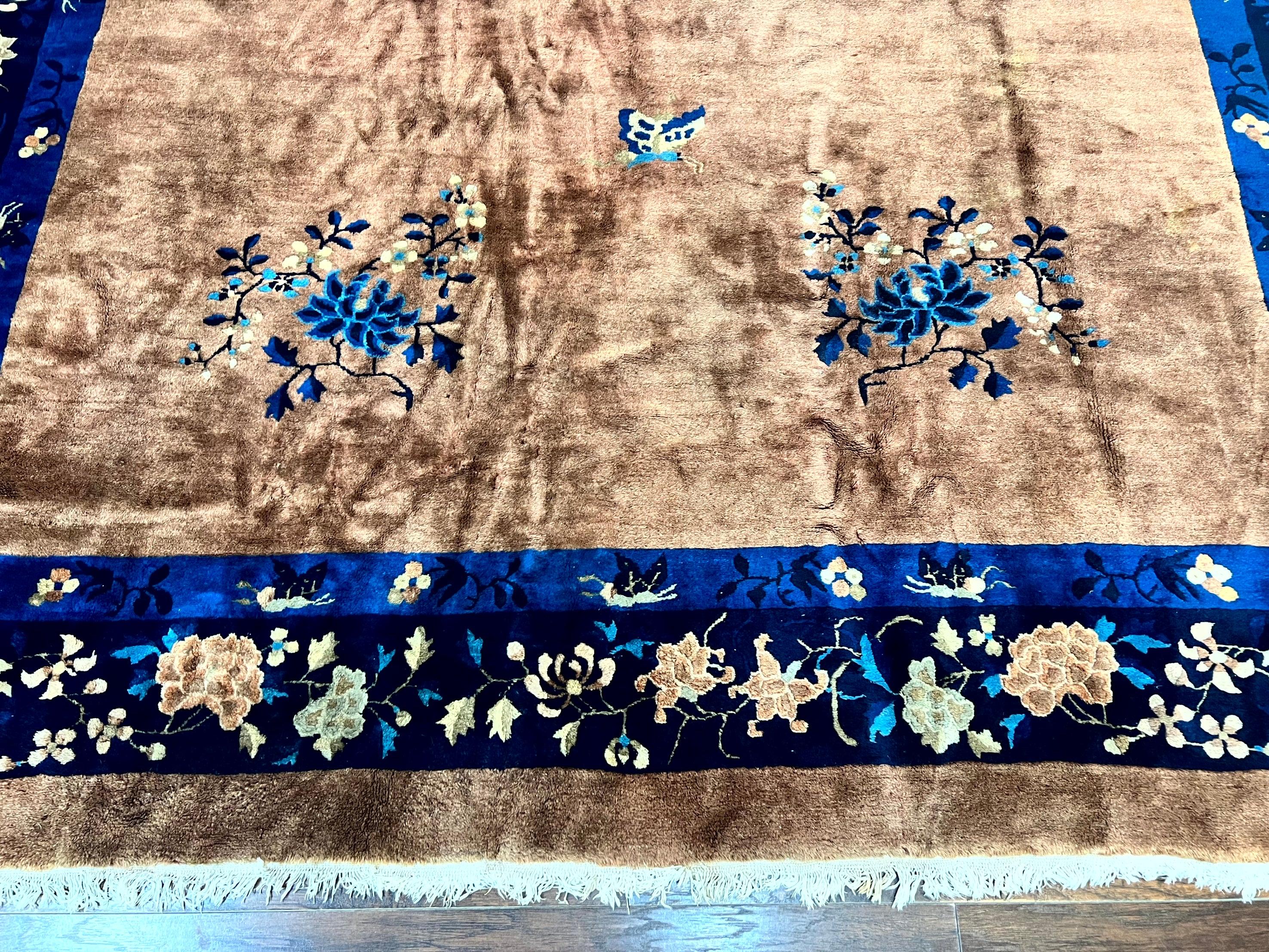 Antique Chinese Wool Rug 9x12, Large Peking Carpet, Handmade, Nichols Rug - Image 5