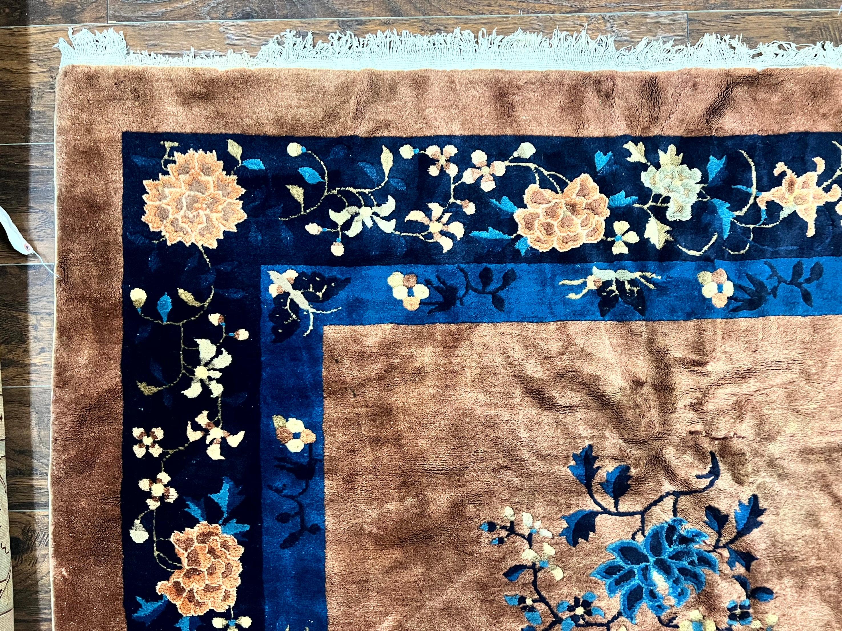 Antique Chinese Wool Rug 9x12, Large Peking Carpet, Handmade, Nichols Rug - Image 6